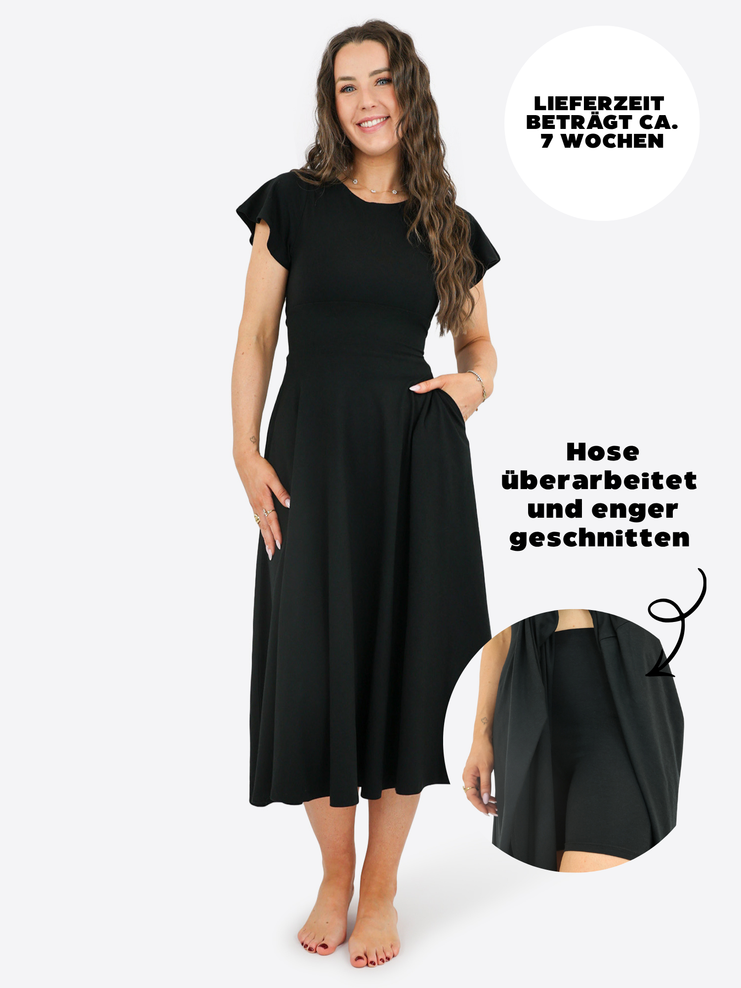 Midi Skort Kleid Linh - Schwarz