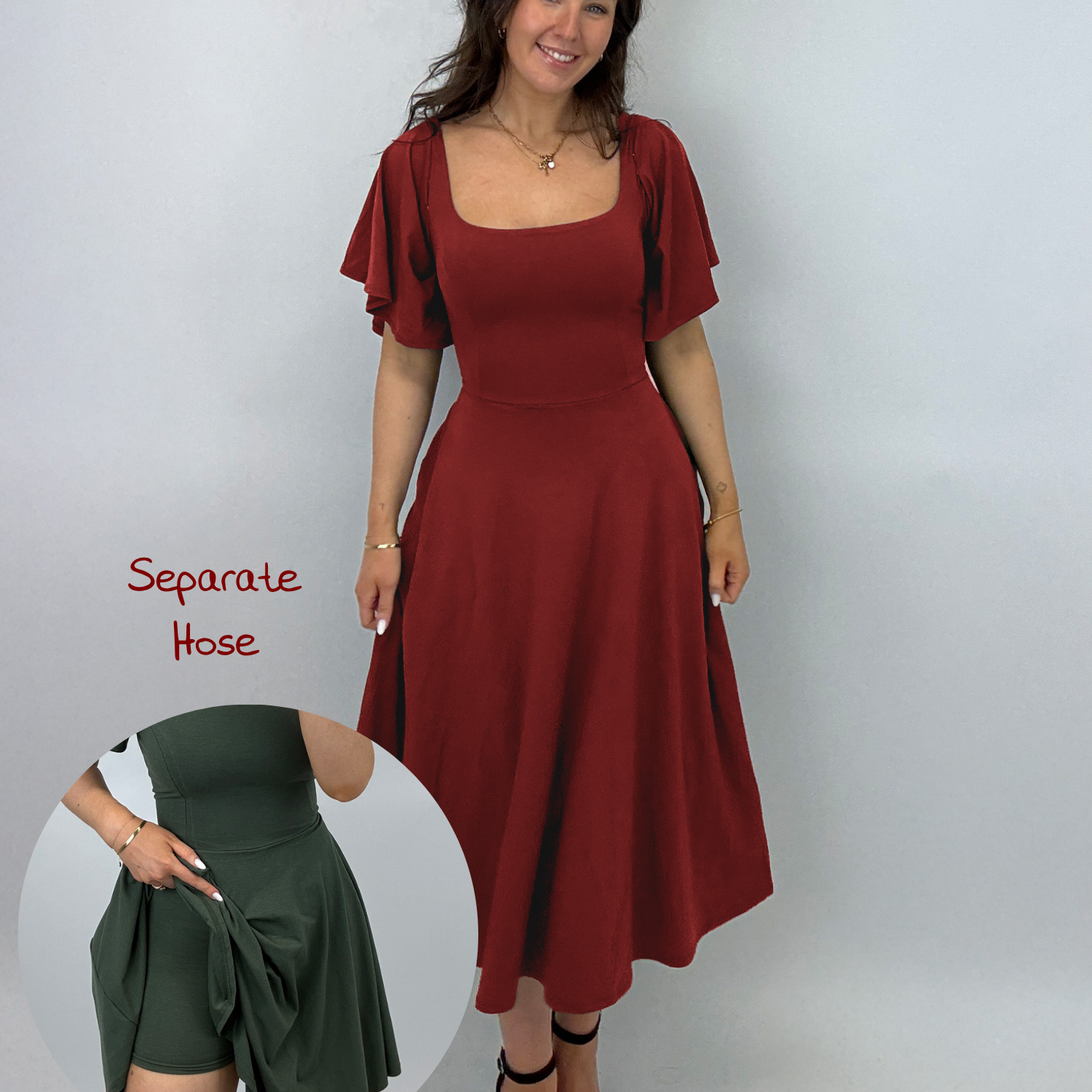 Midi Skort Kleid Mara - Bordeaux