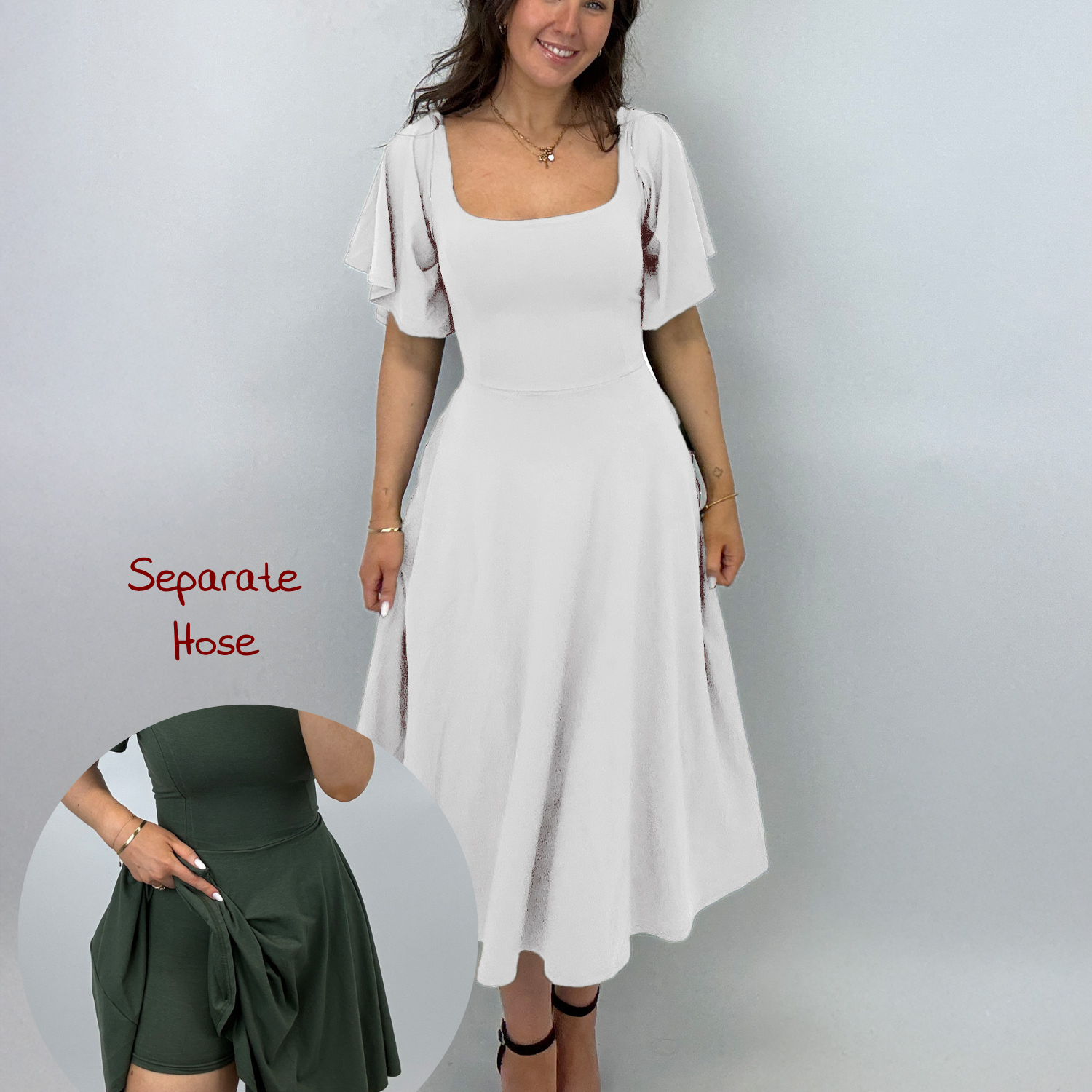 Midi Skort Kleid Kate - Off white