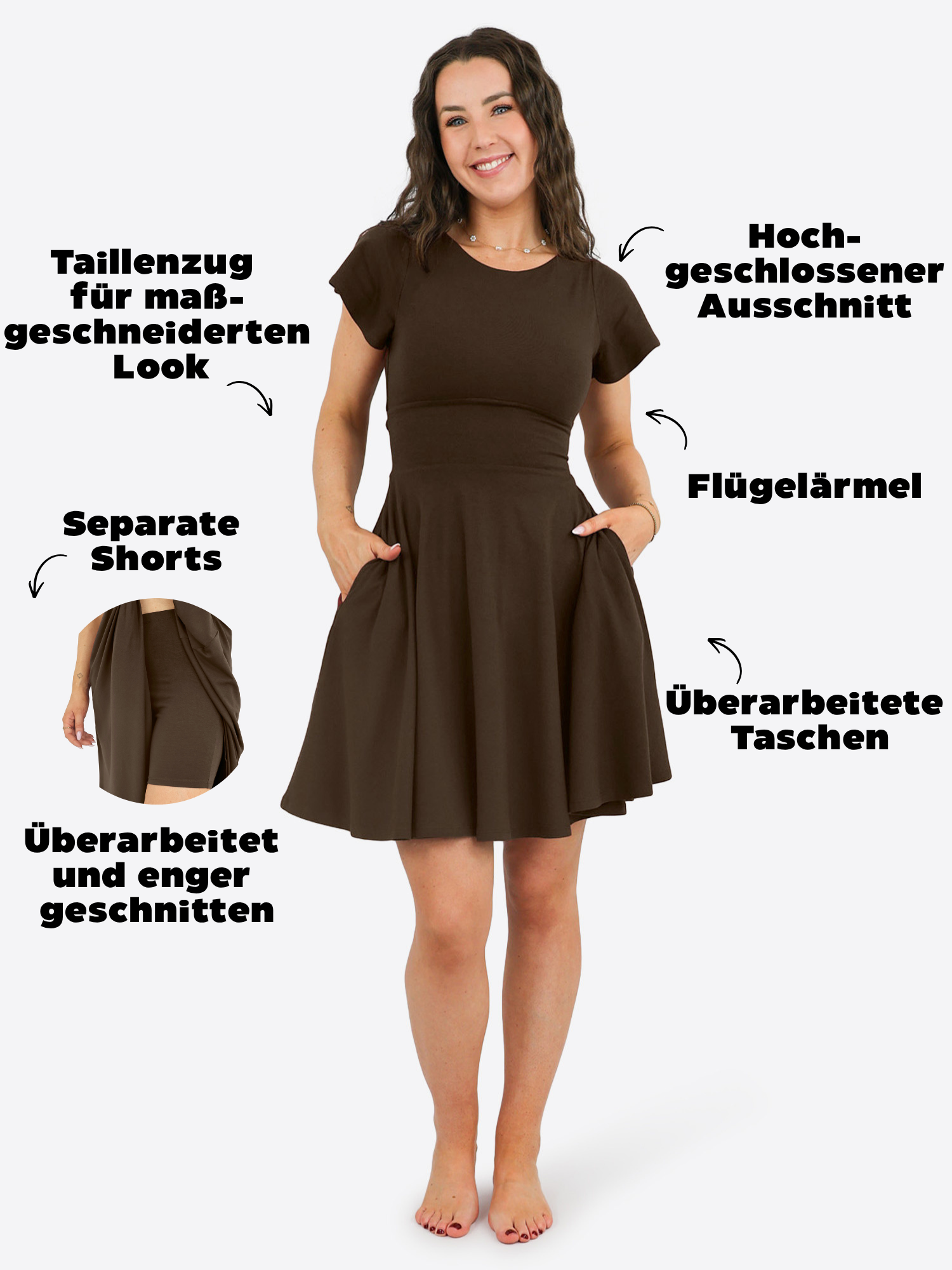 Classic Skort Kleid Linh - Dark Chocolate