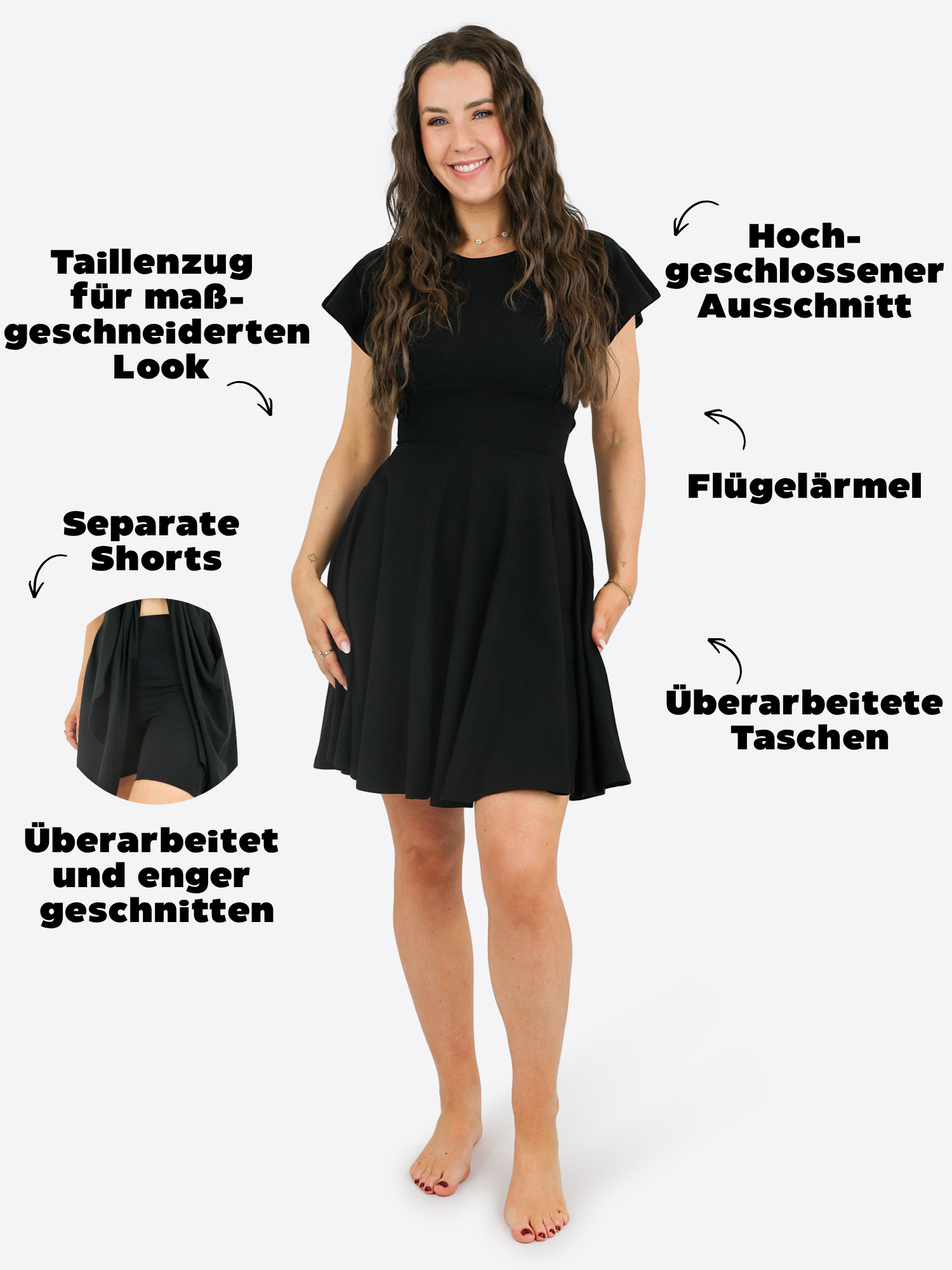 Classic Skort Kleid Linh - Schwarz