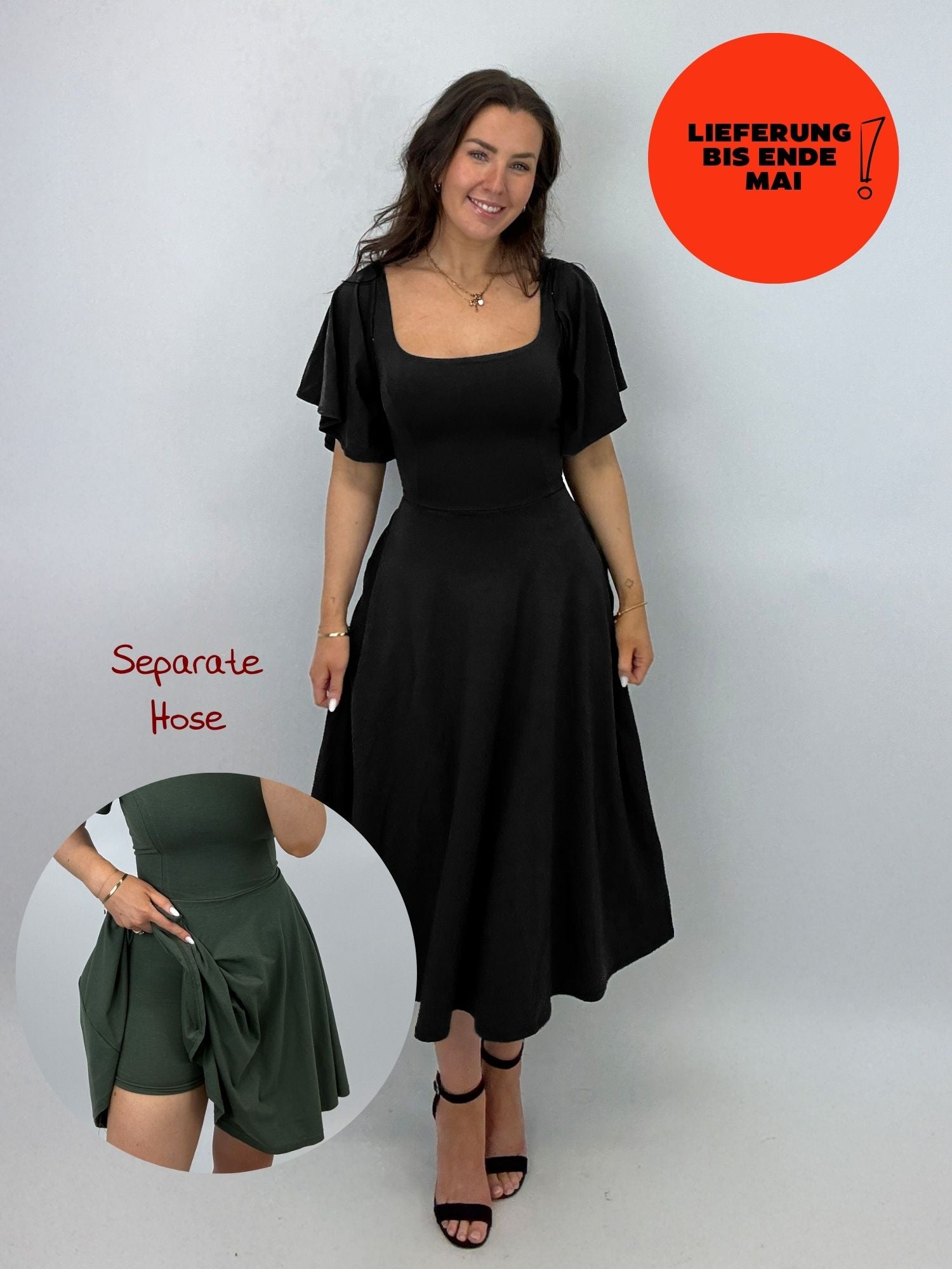 Midi Skort Kleid Mara - Schwarz