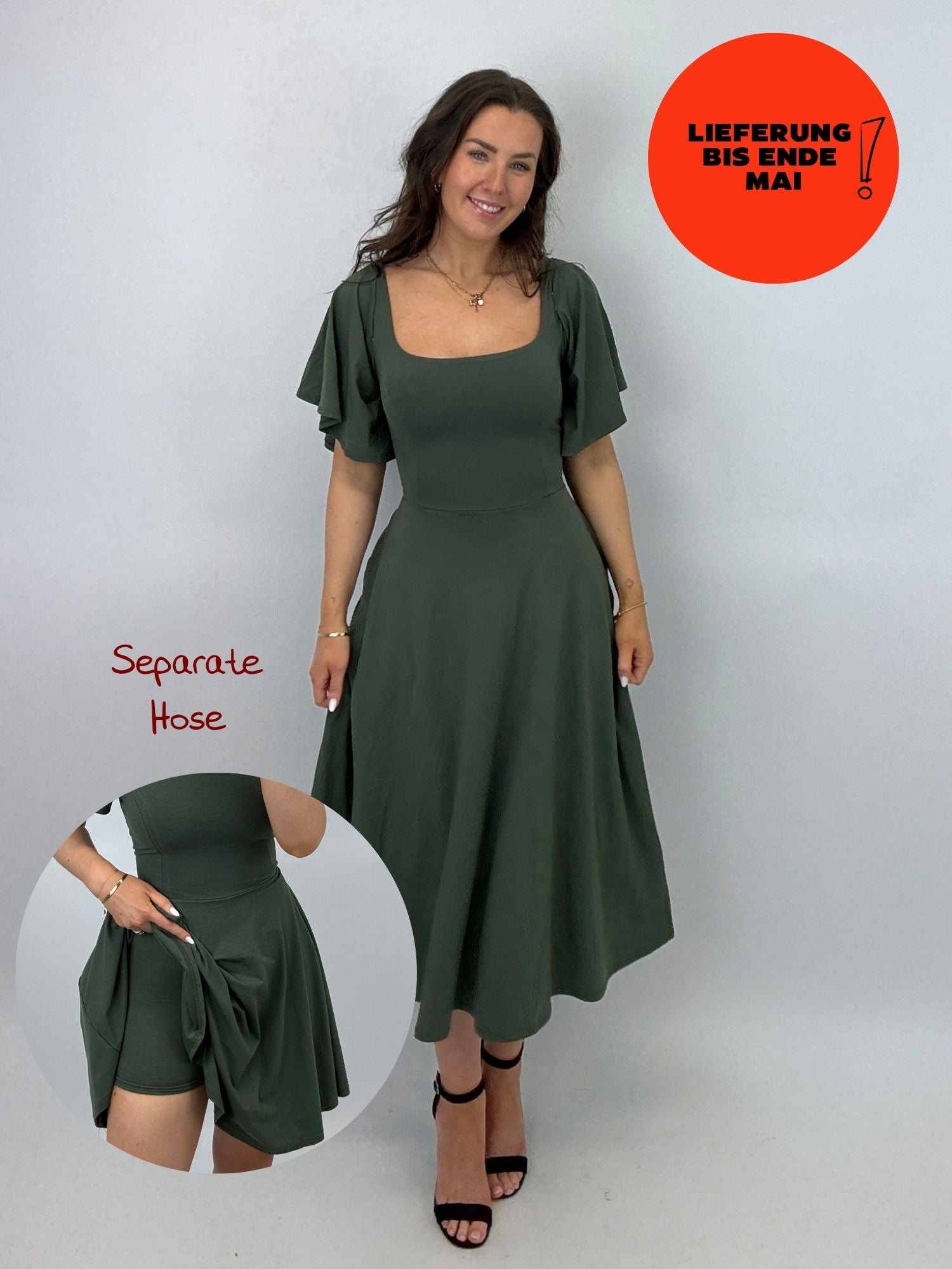 Midi Skort Kleid Mara - Olive