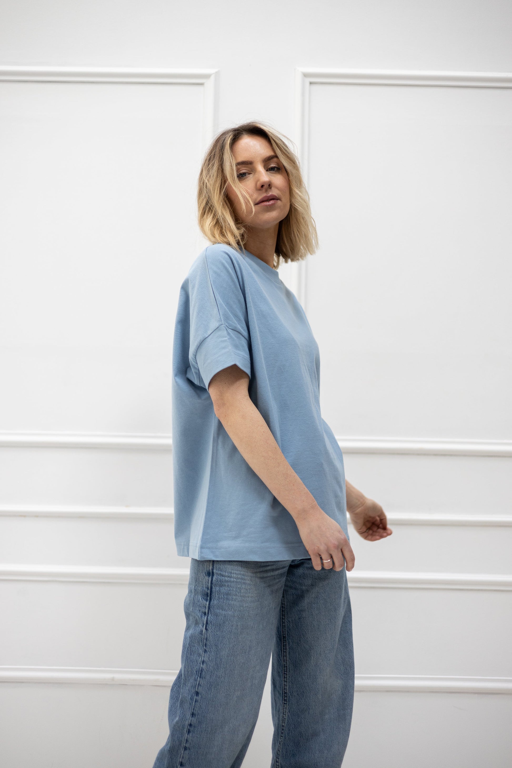 Soft Touch T-Shirt "I allow myself" – Dusty Blue