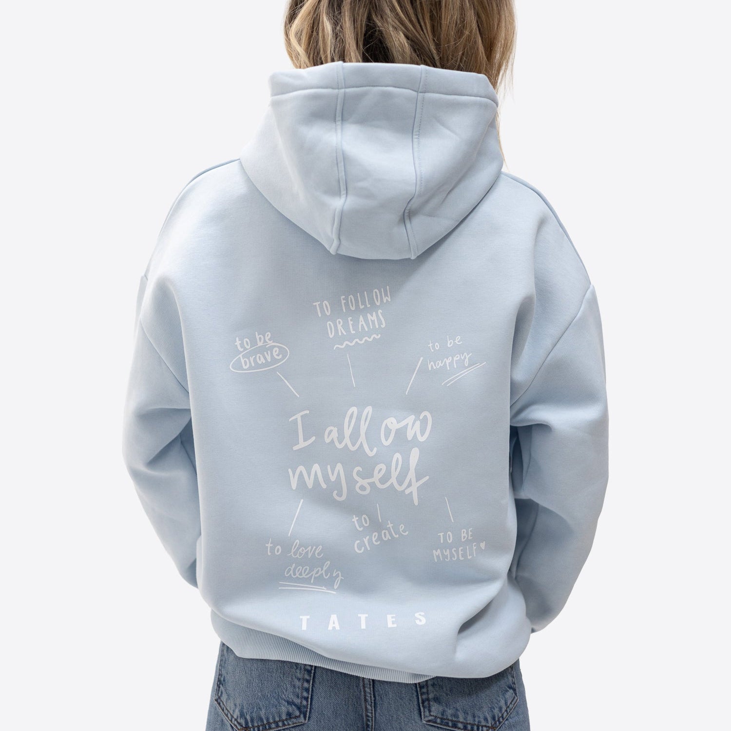 Original Regular Waistband Hoodie "I allow myself" – Hellblau