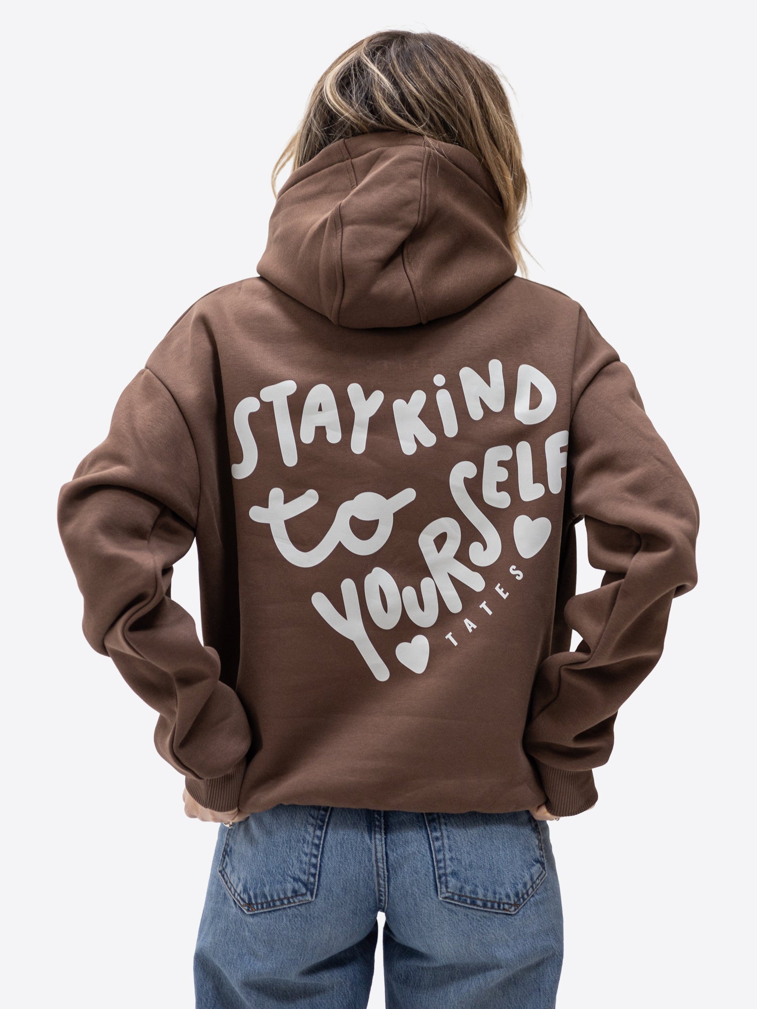 Original Regular Waistband Hoodie  "Stay kind" – Chocolate