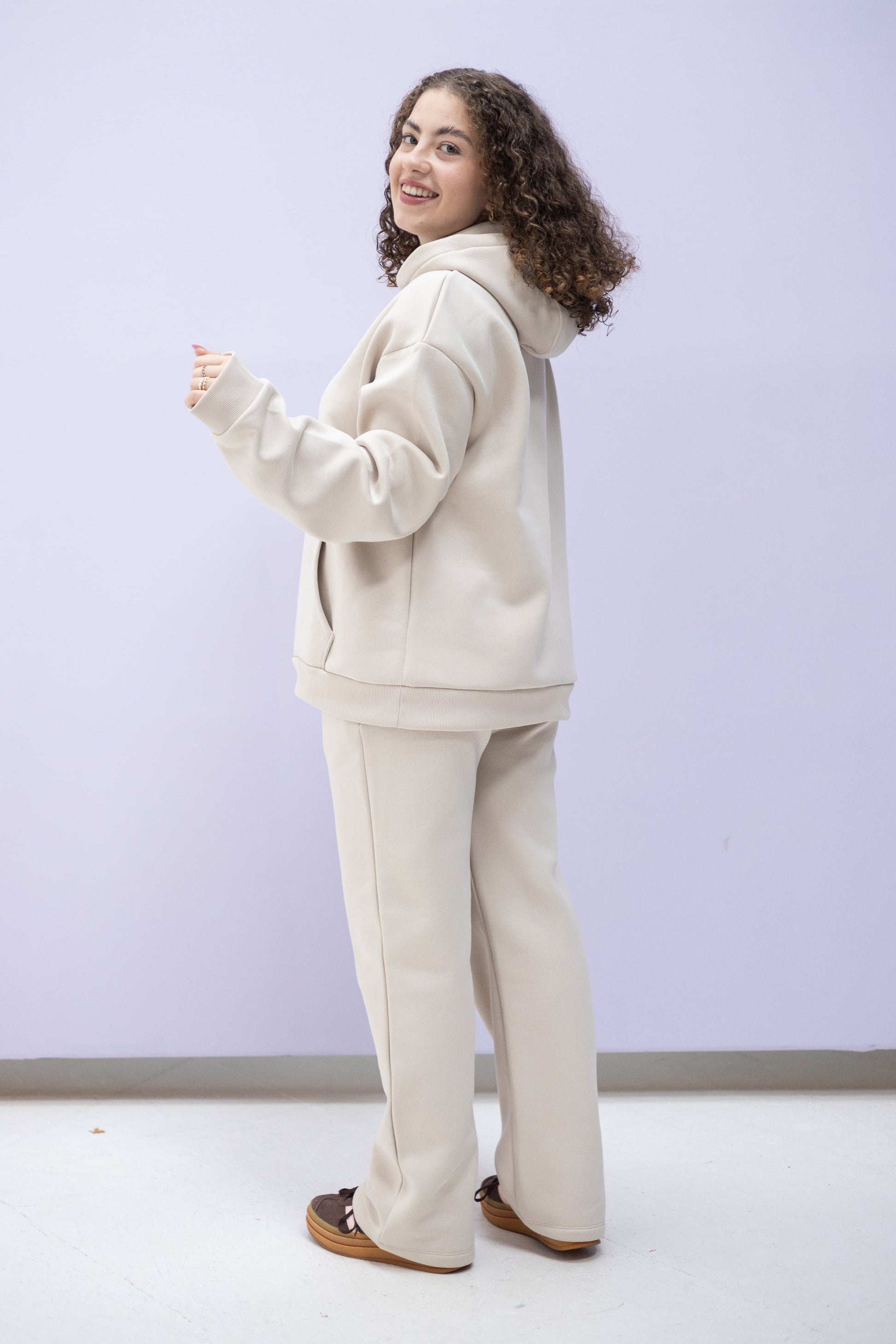 Original Wide Waistband Hoodie – Beige