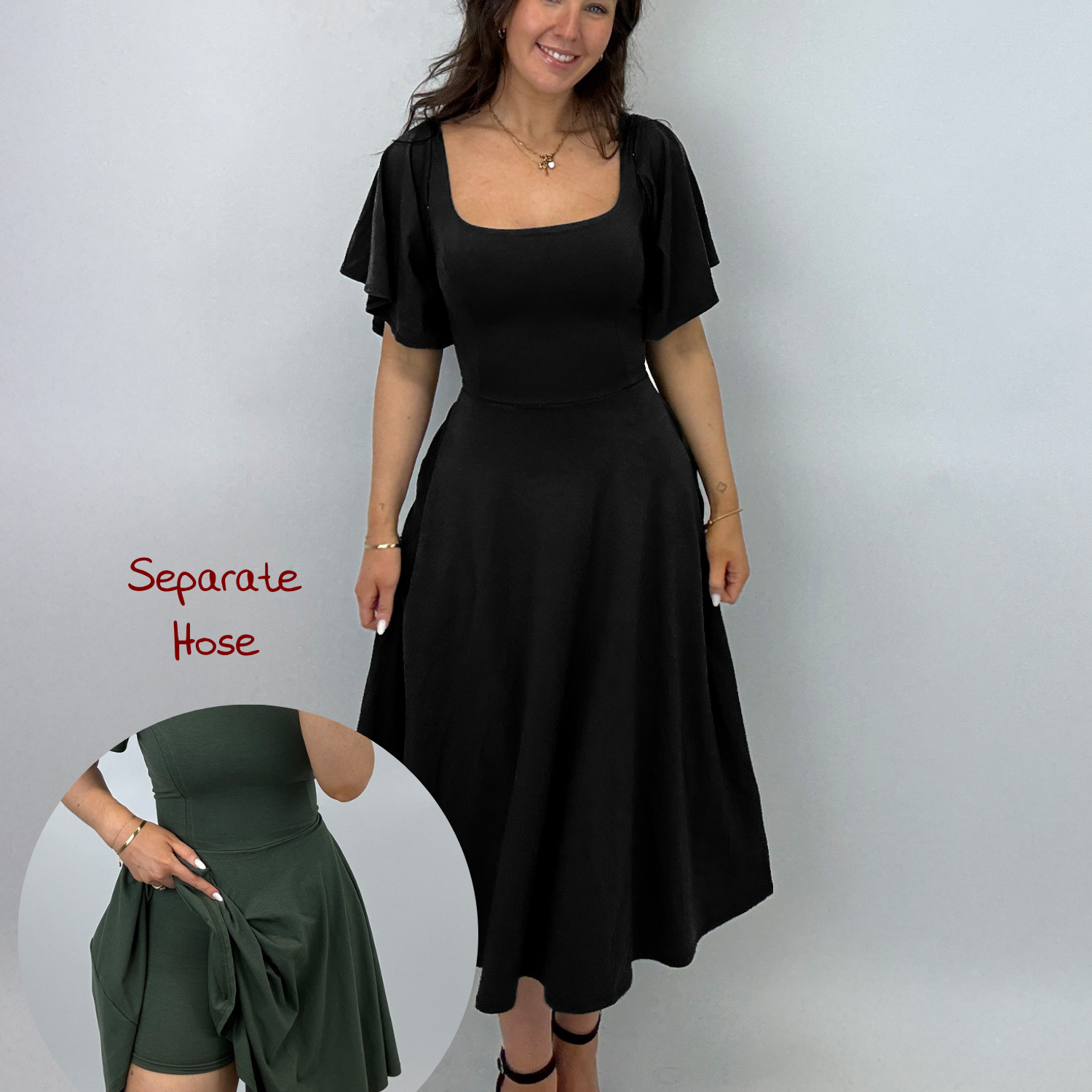 Midi Skort Kleid Mara - Schwarz
