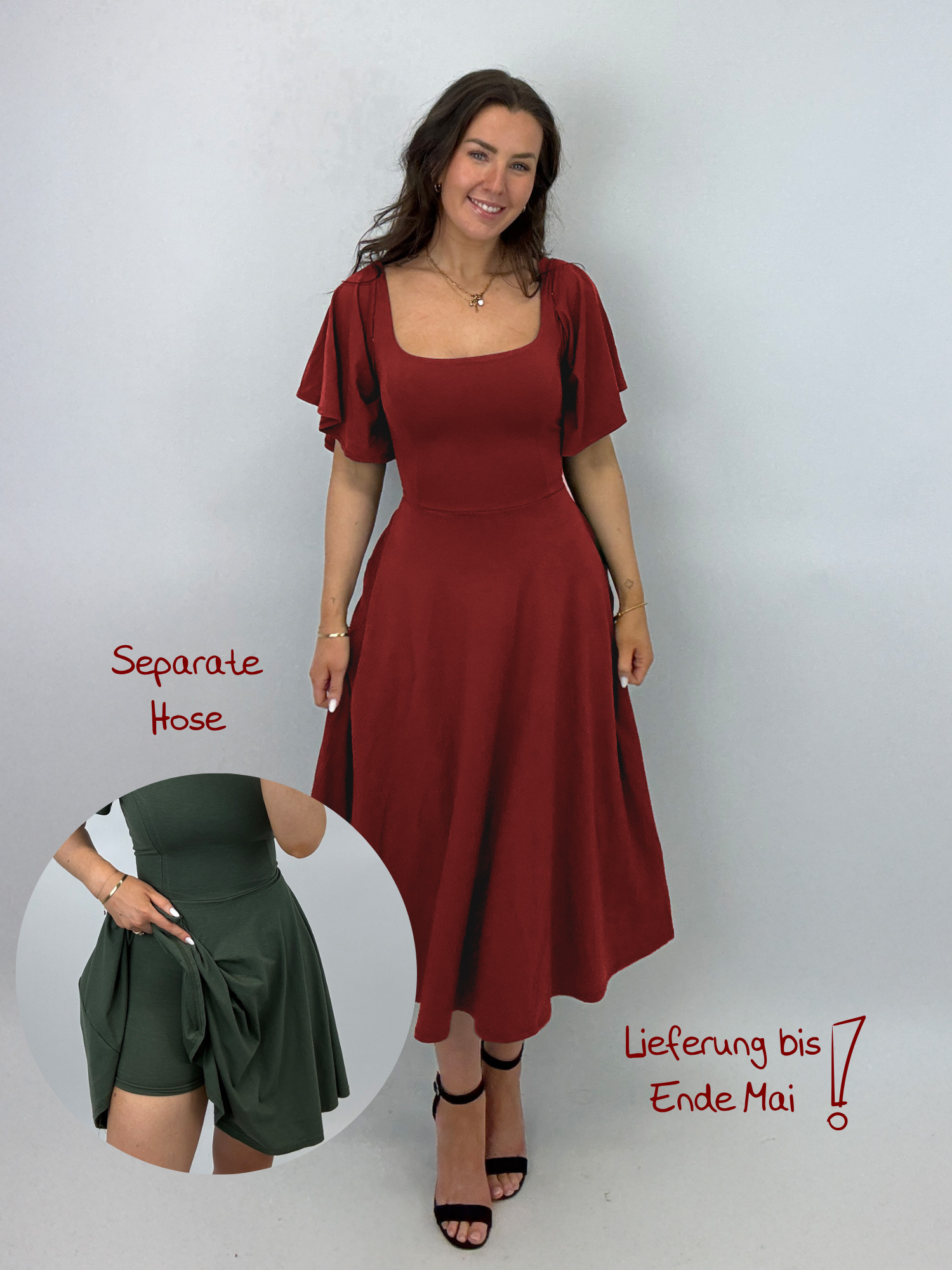 Midi Skort Kleid Mara - Bordeaux