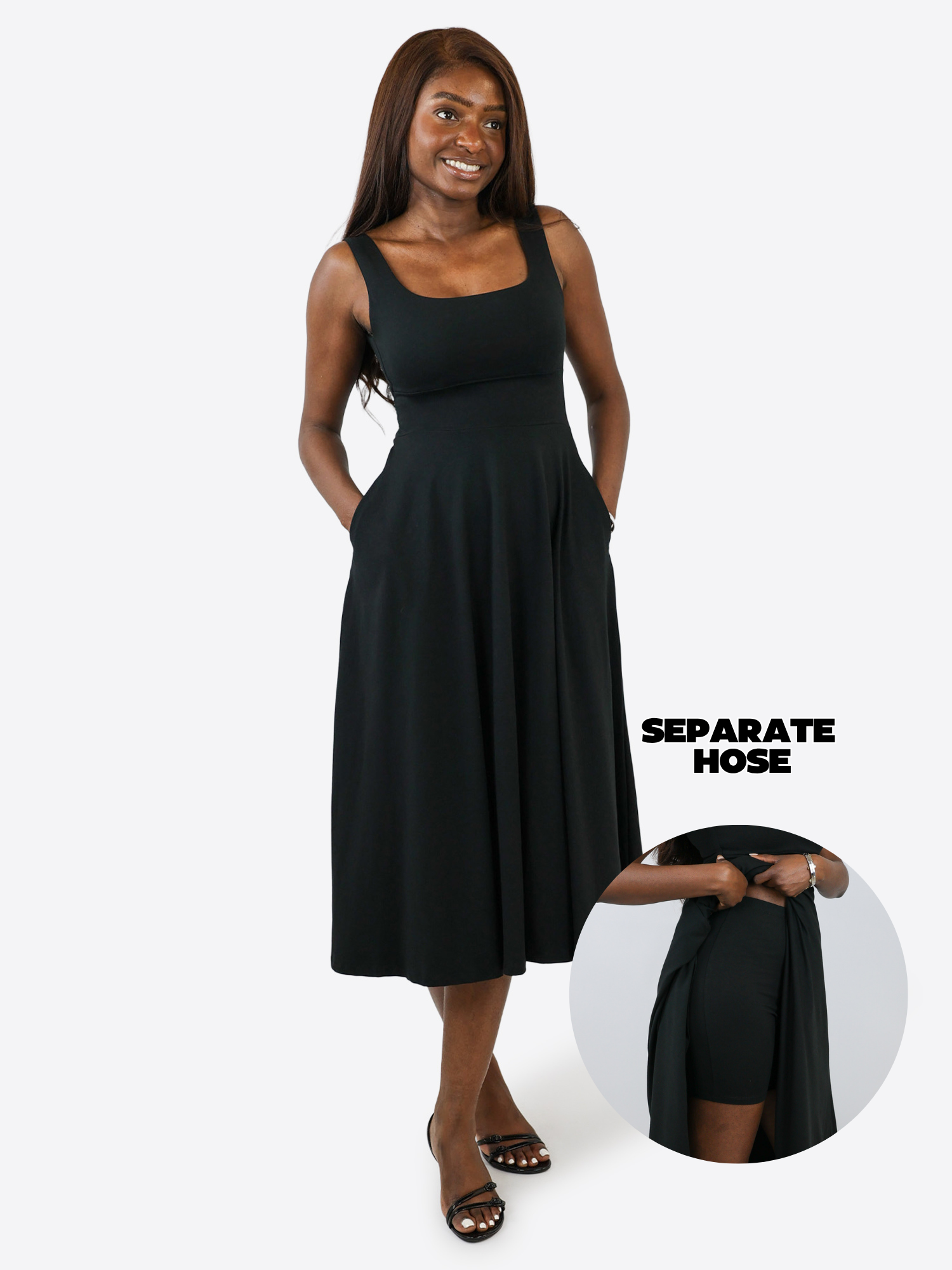 Midi Skort Kleid Anny - Schwarz