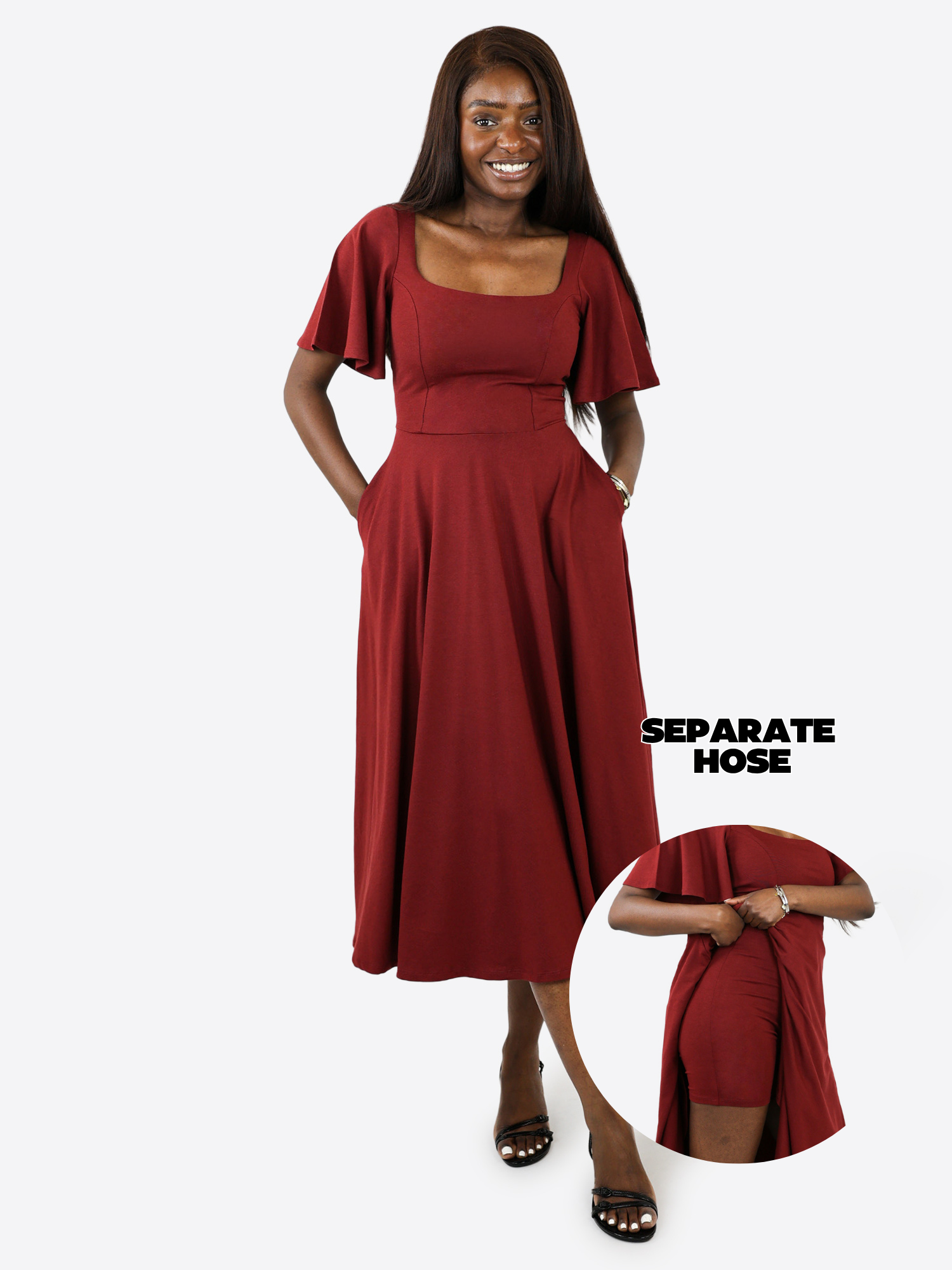 Midi Skort Kleid Mara - Bordeaux