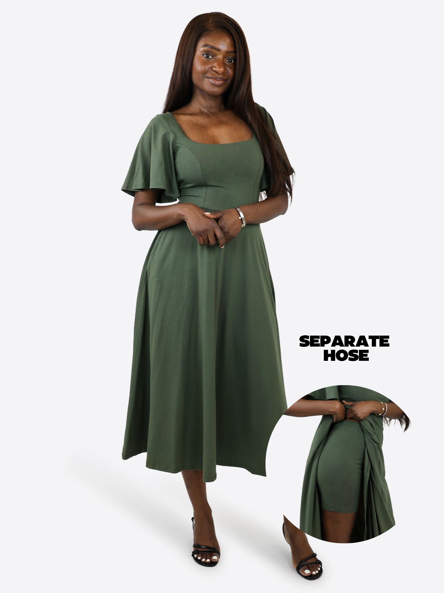 Midi Skort Kleid Mara - Olive