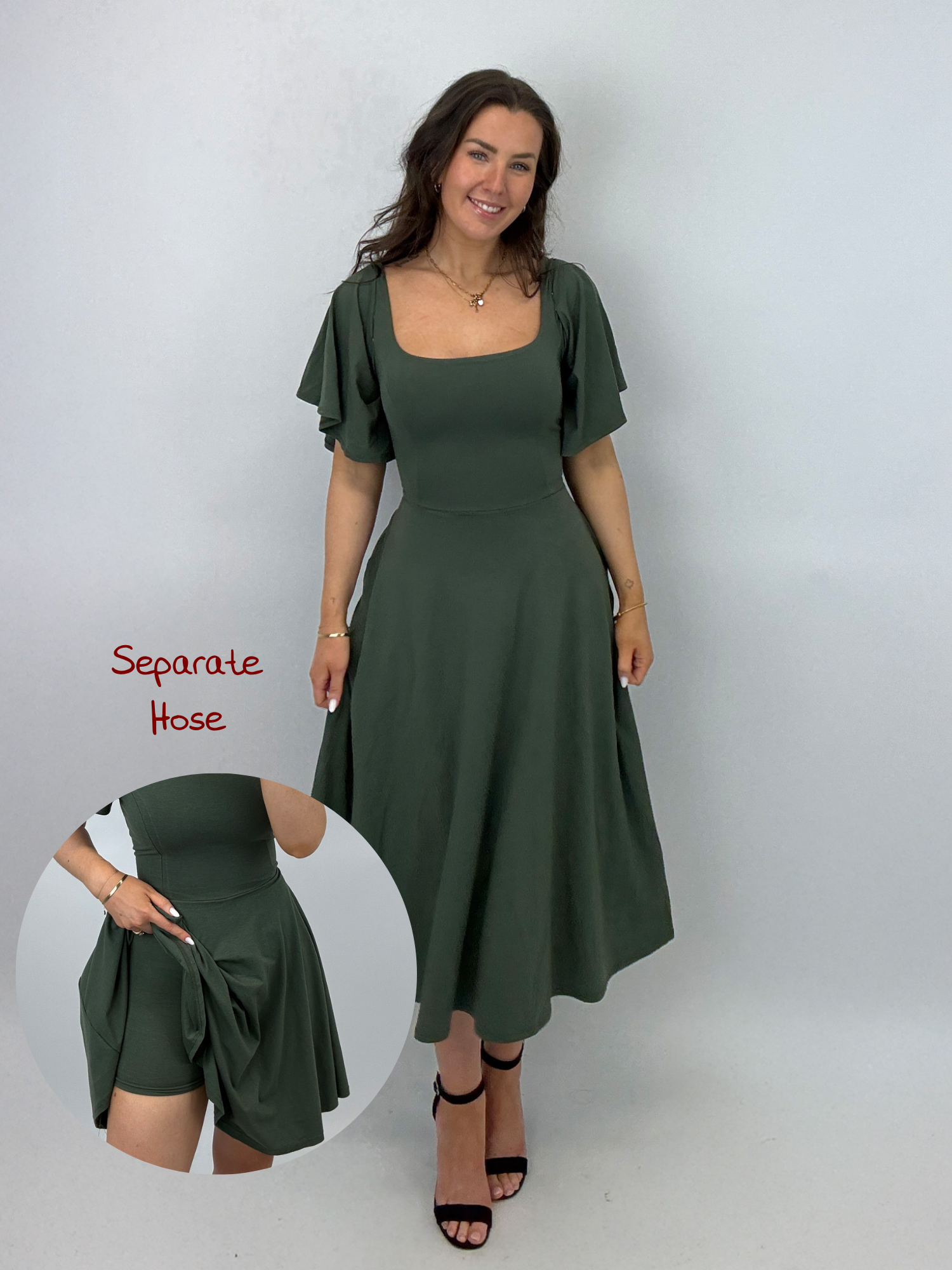 Midi Skort Kleid Mara - Olive