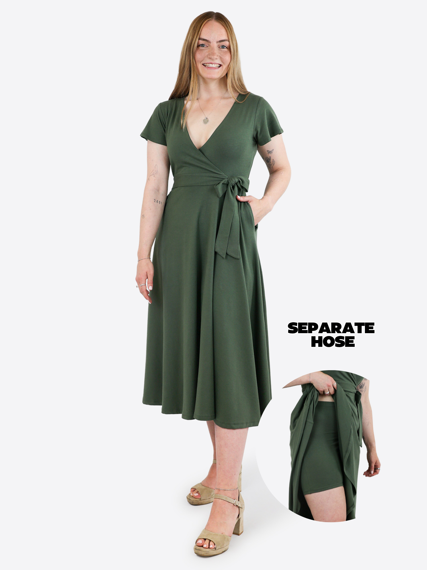 Midi Wickelkleid Carina - Olive