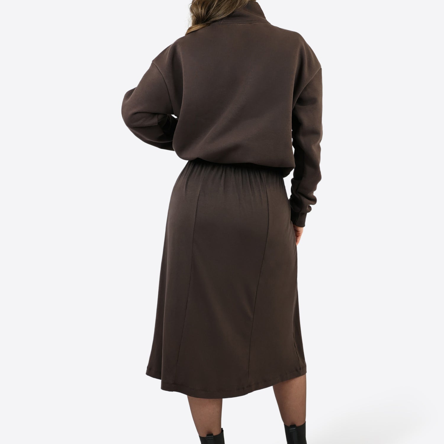 Midi Skort mit Schlitz - Dark Chocolate