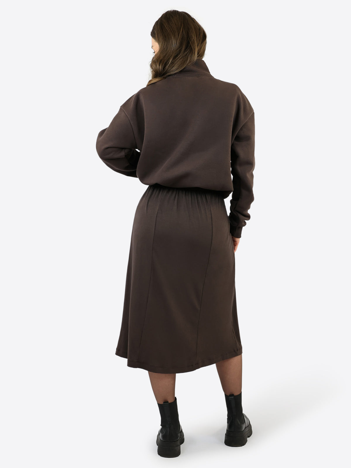 Midi Skort mit Schlitz - Dark Chocolate
