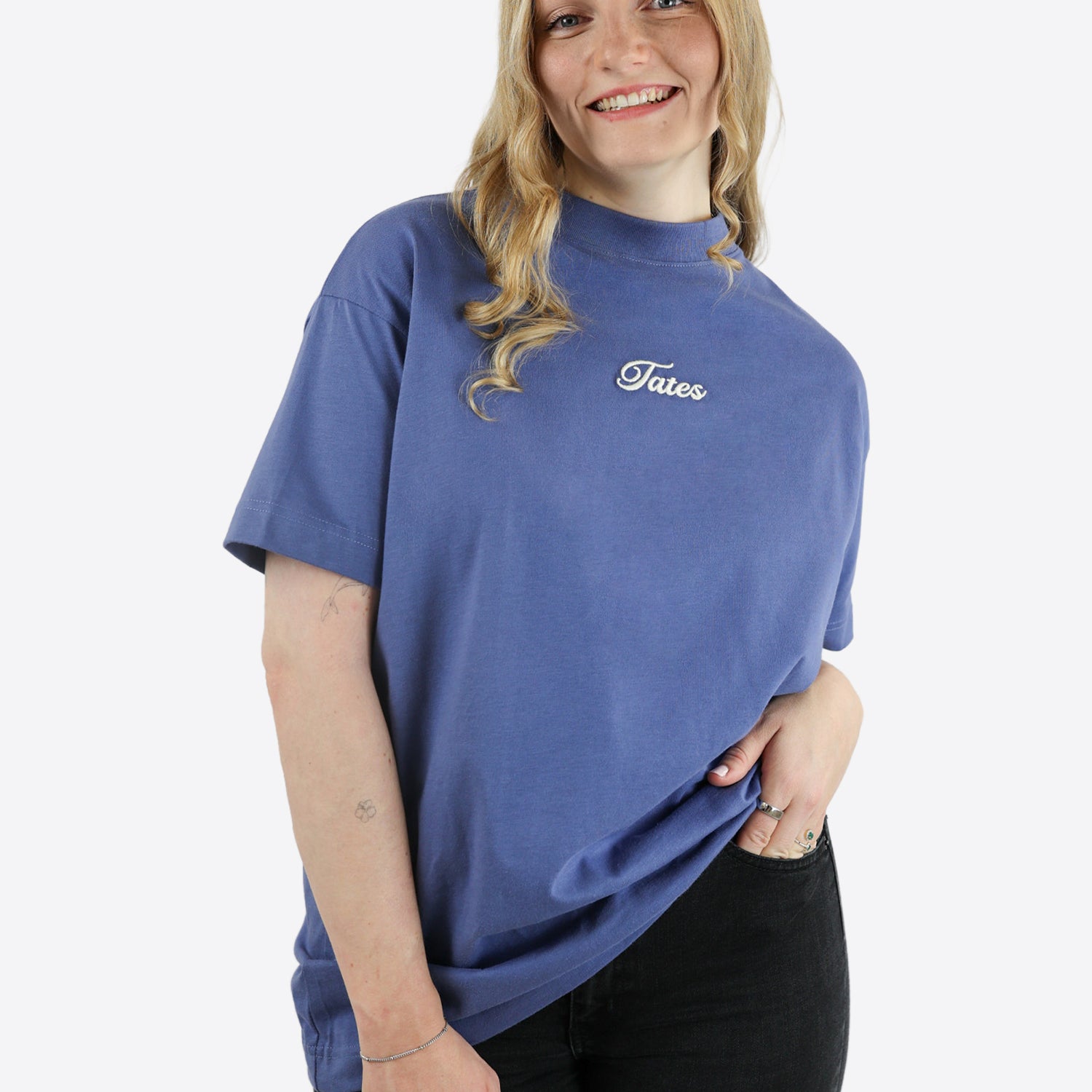 Oversized T-Shirt 2.0 – Taubenblau mit Stick
