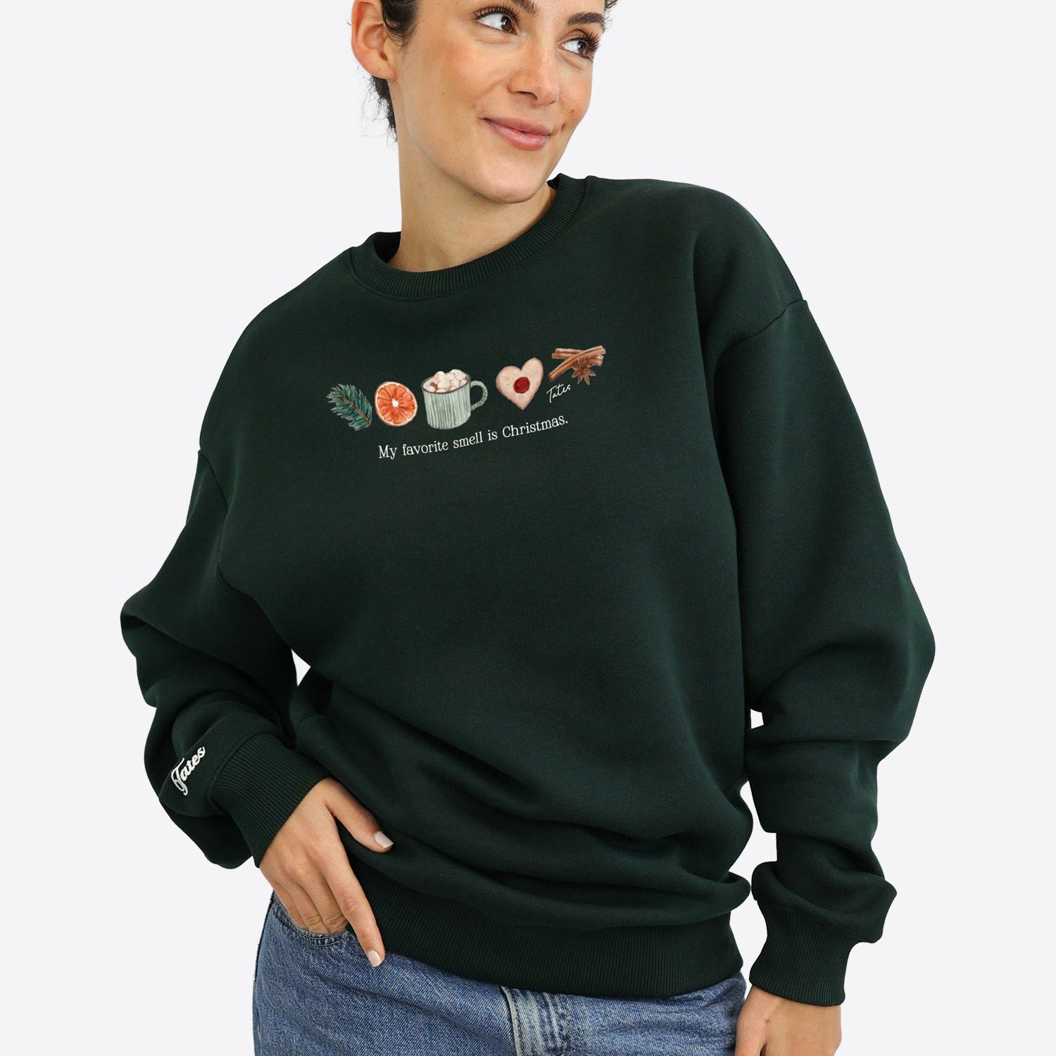 Original Regular Waistband Sweater "American Christmas" – Pine Green