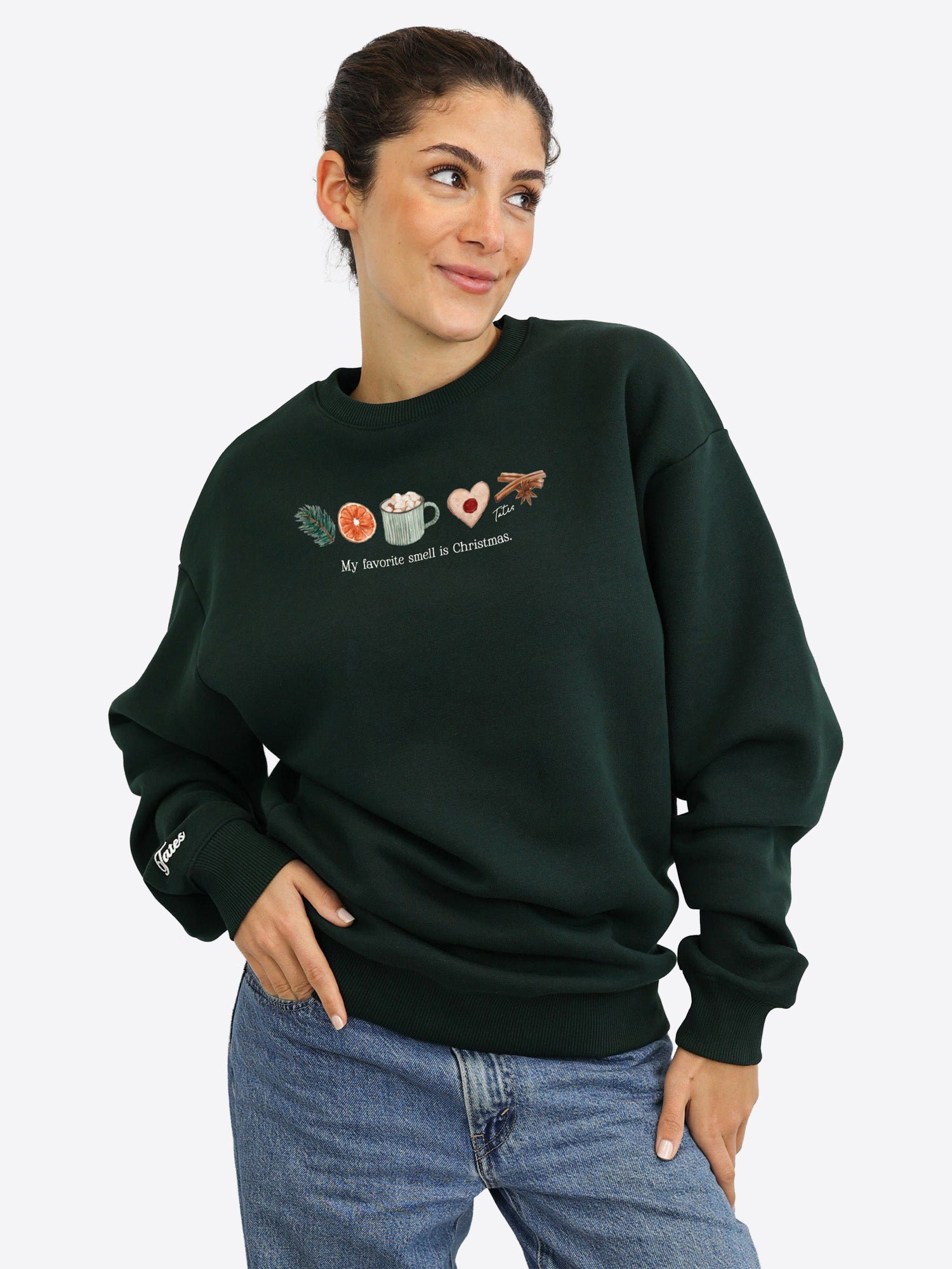 Original Regular Waistband Sweater "American Christmas" – Pine Green