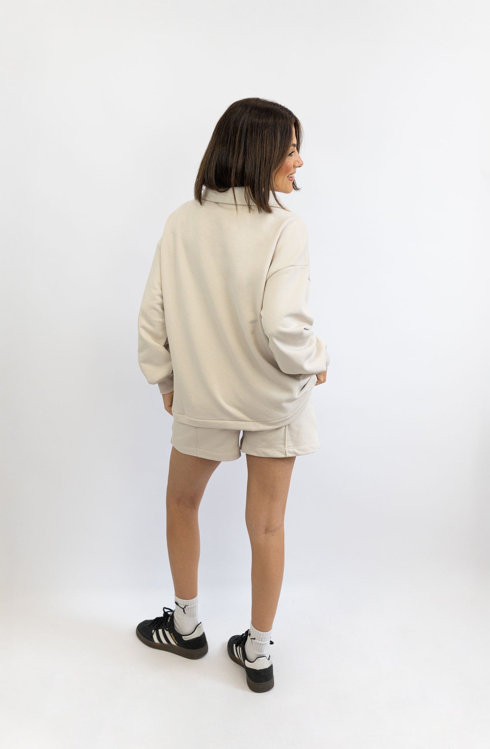 Verstellbarer Light Crop Sweater – Beige