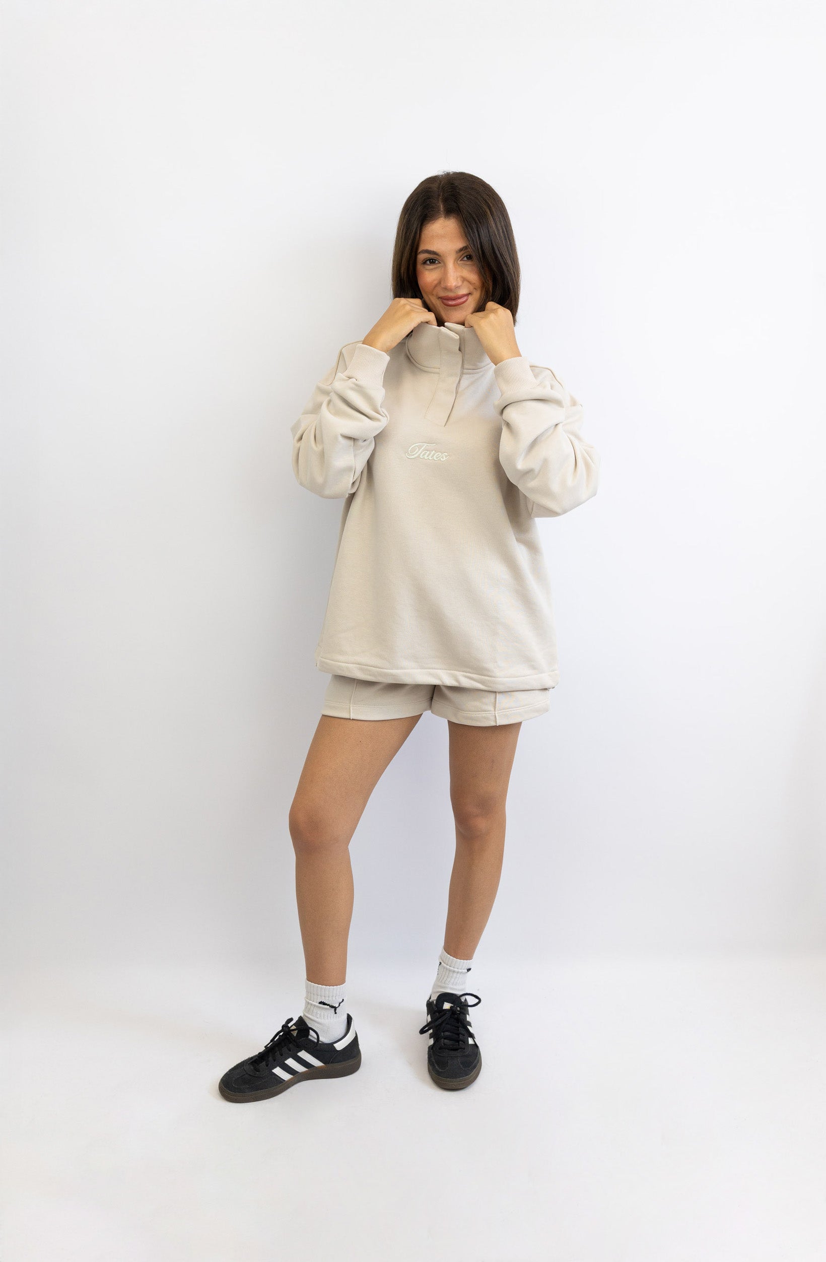 Verstellbarer Light Crop Sweater – Beige