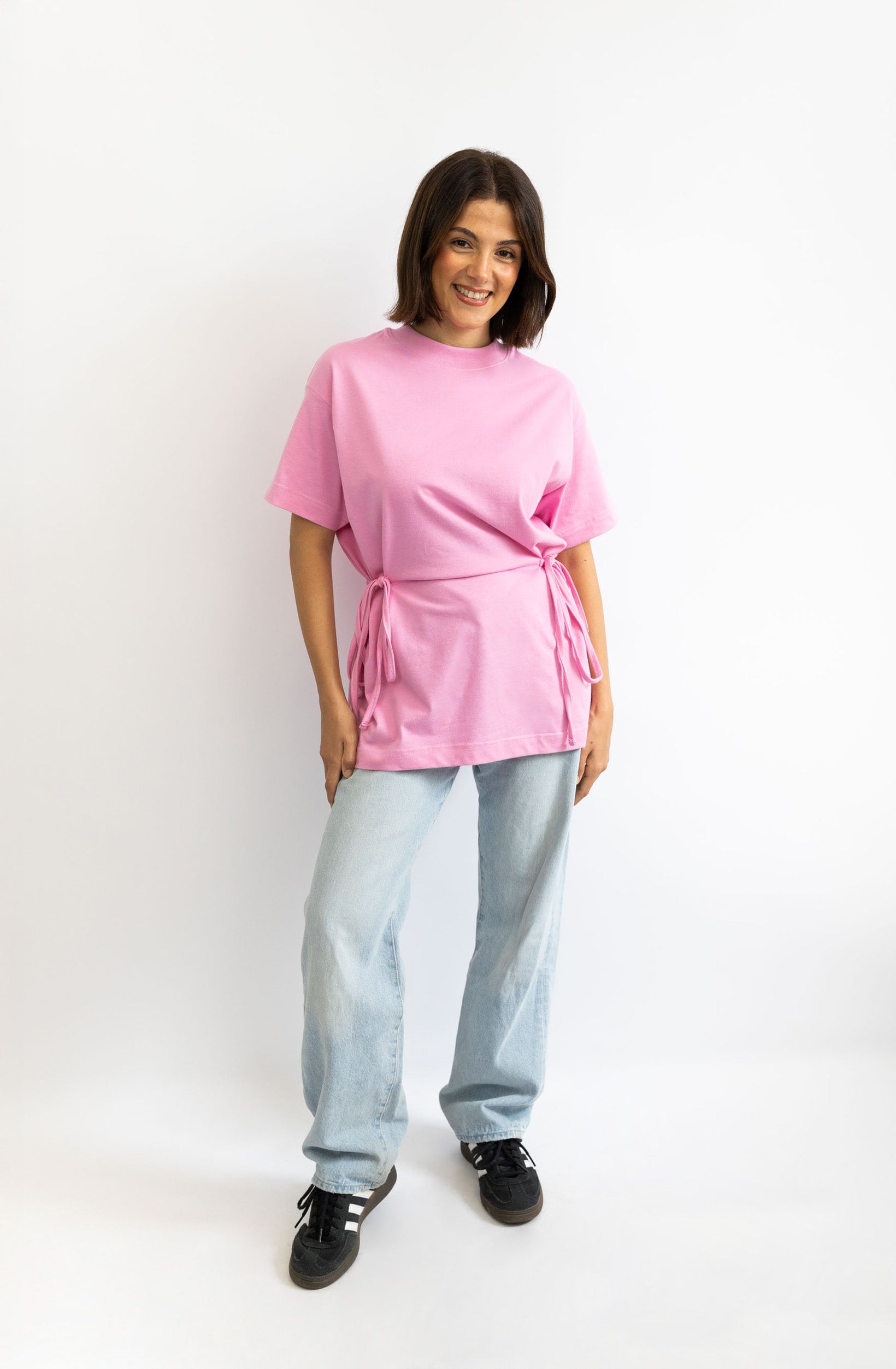 T-Shirt mit Schleifen-Bindung – Bubble pink
