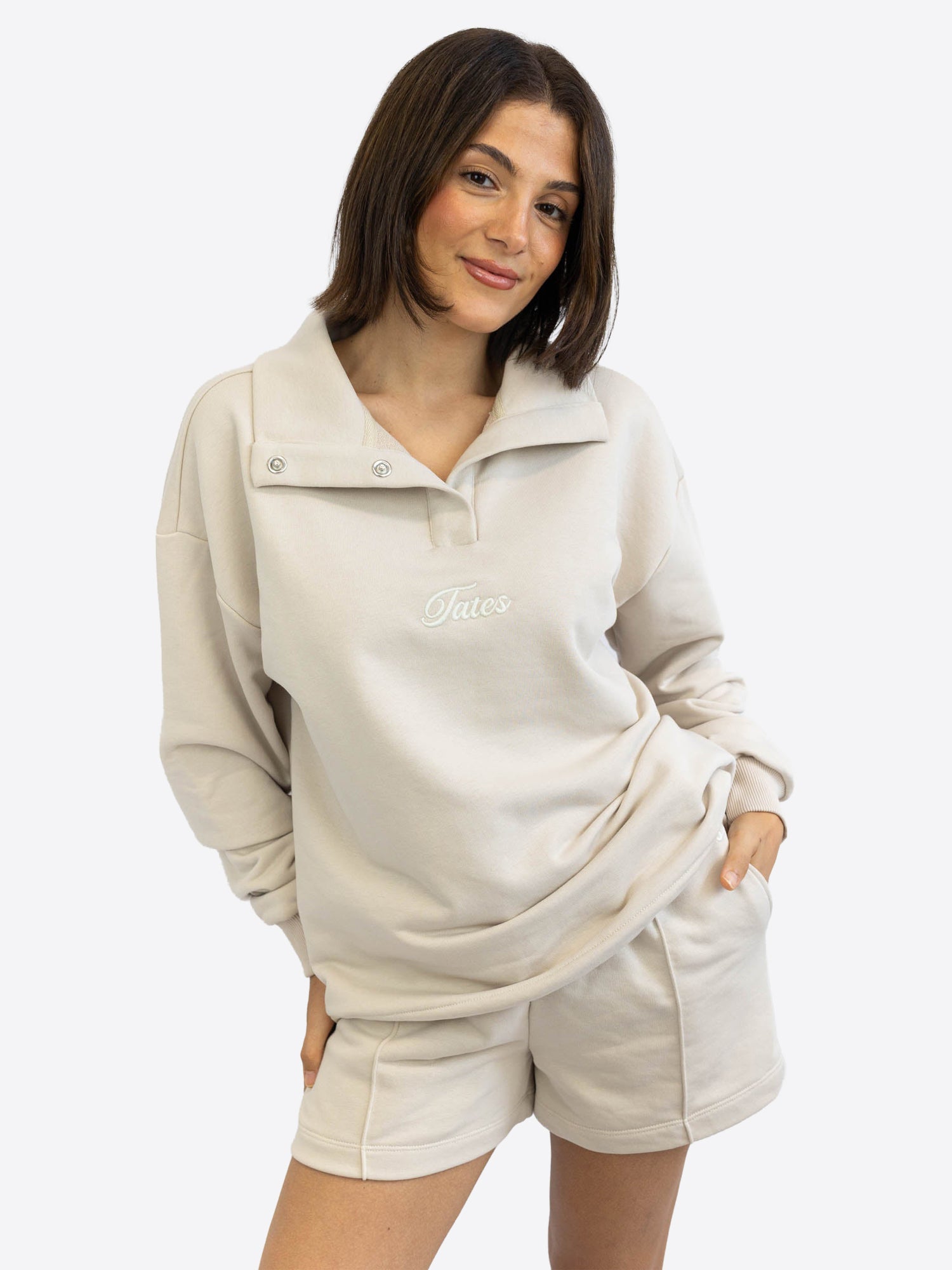 Verstellbarer Light Crop Sweater – Beige