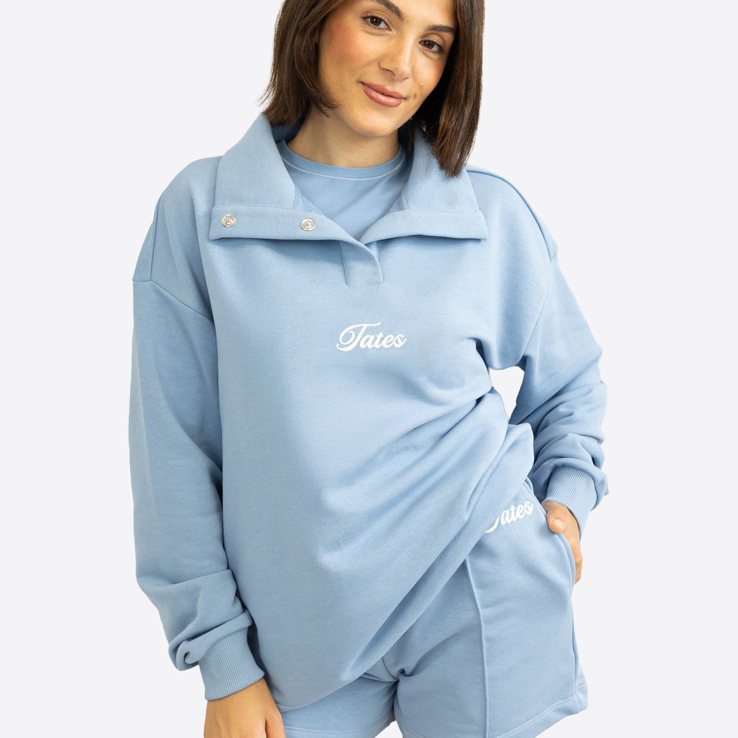 Verstellbarer Light Crop Sweater – Dusty Blue