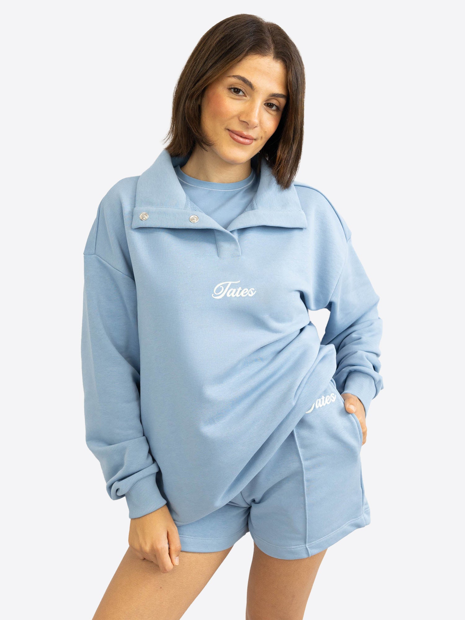 Verstellbarer Light Crop Sweater – Dusty Blue