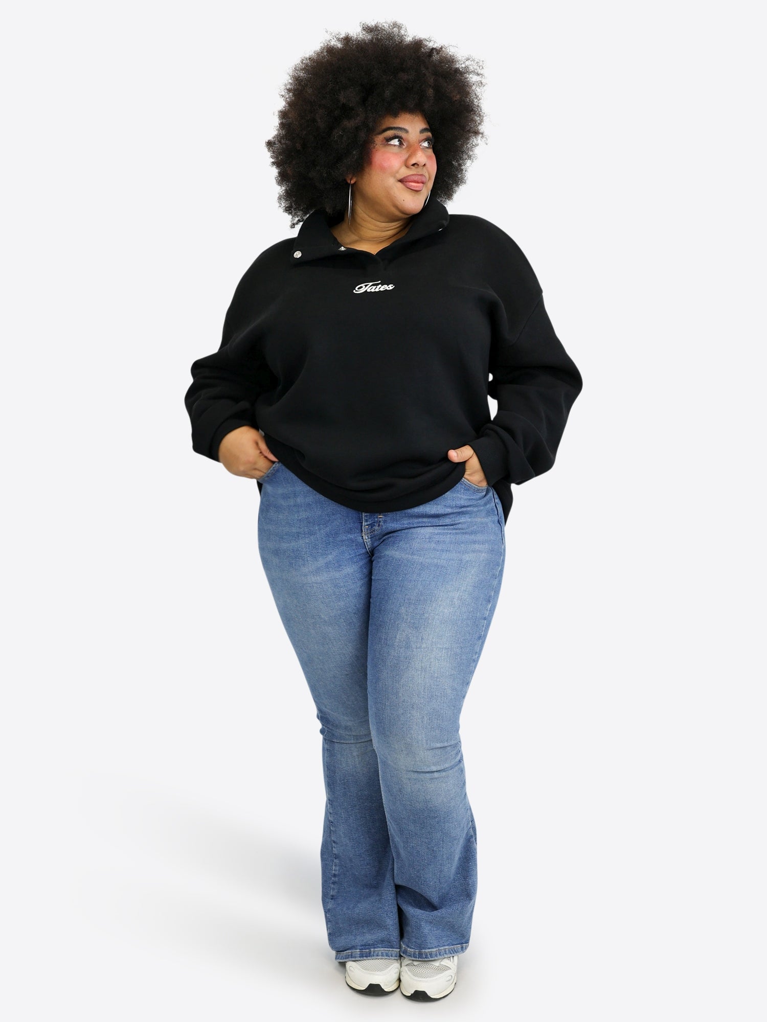 Verstellbarer Crop Sweater – Schwarz