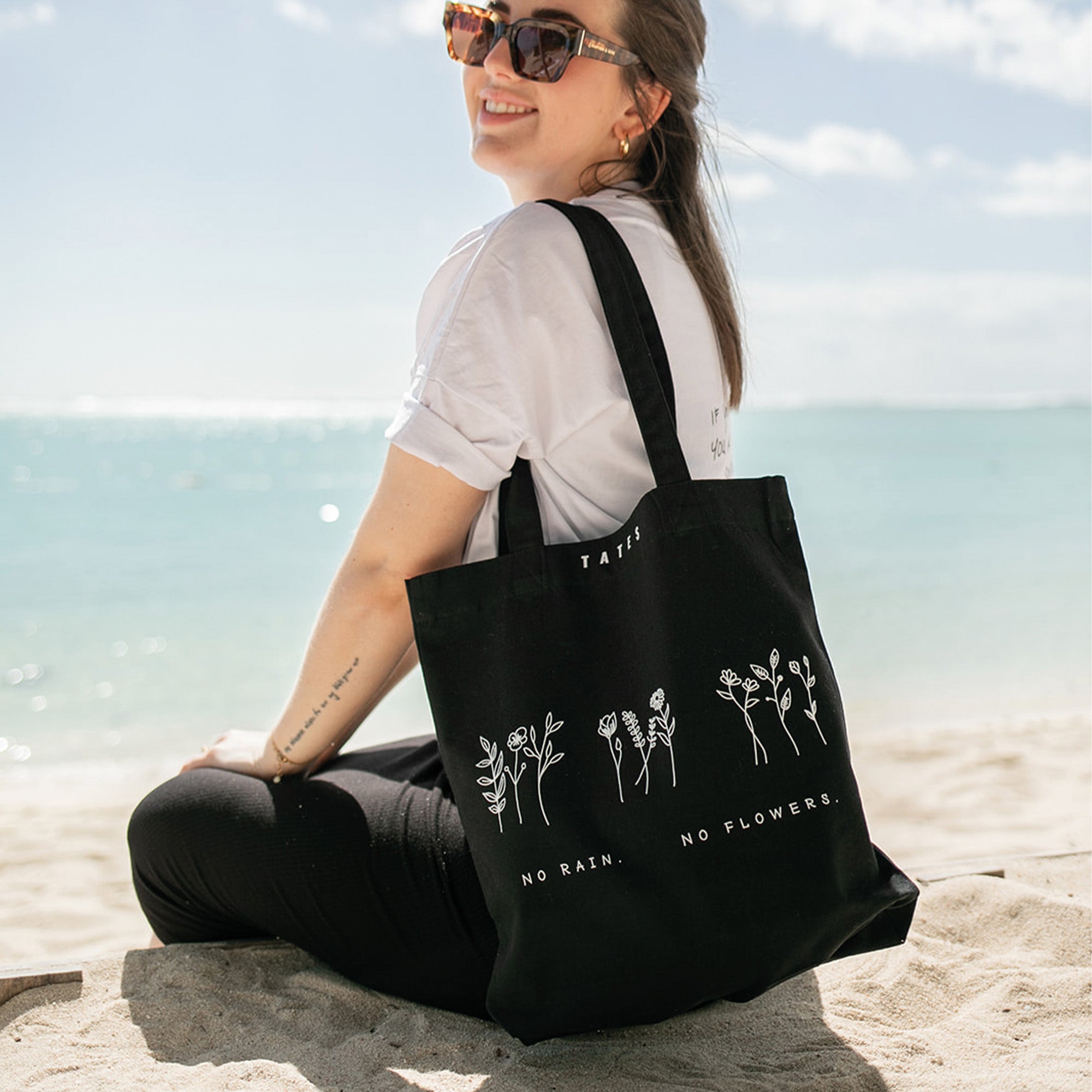 Tote bag "Flowers" – Schwarz