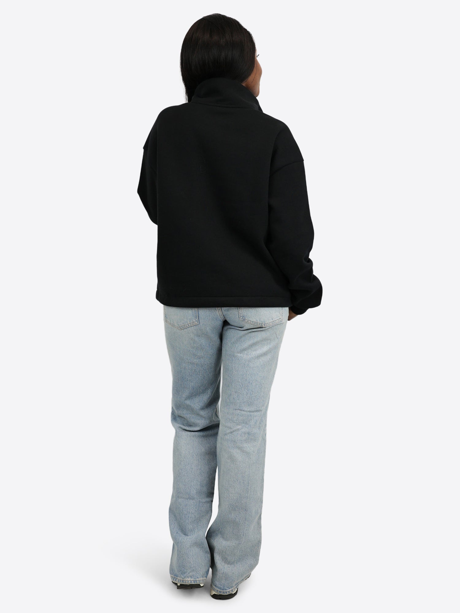 Verstellbarer Half Zip Sweater – Schwarz