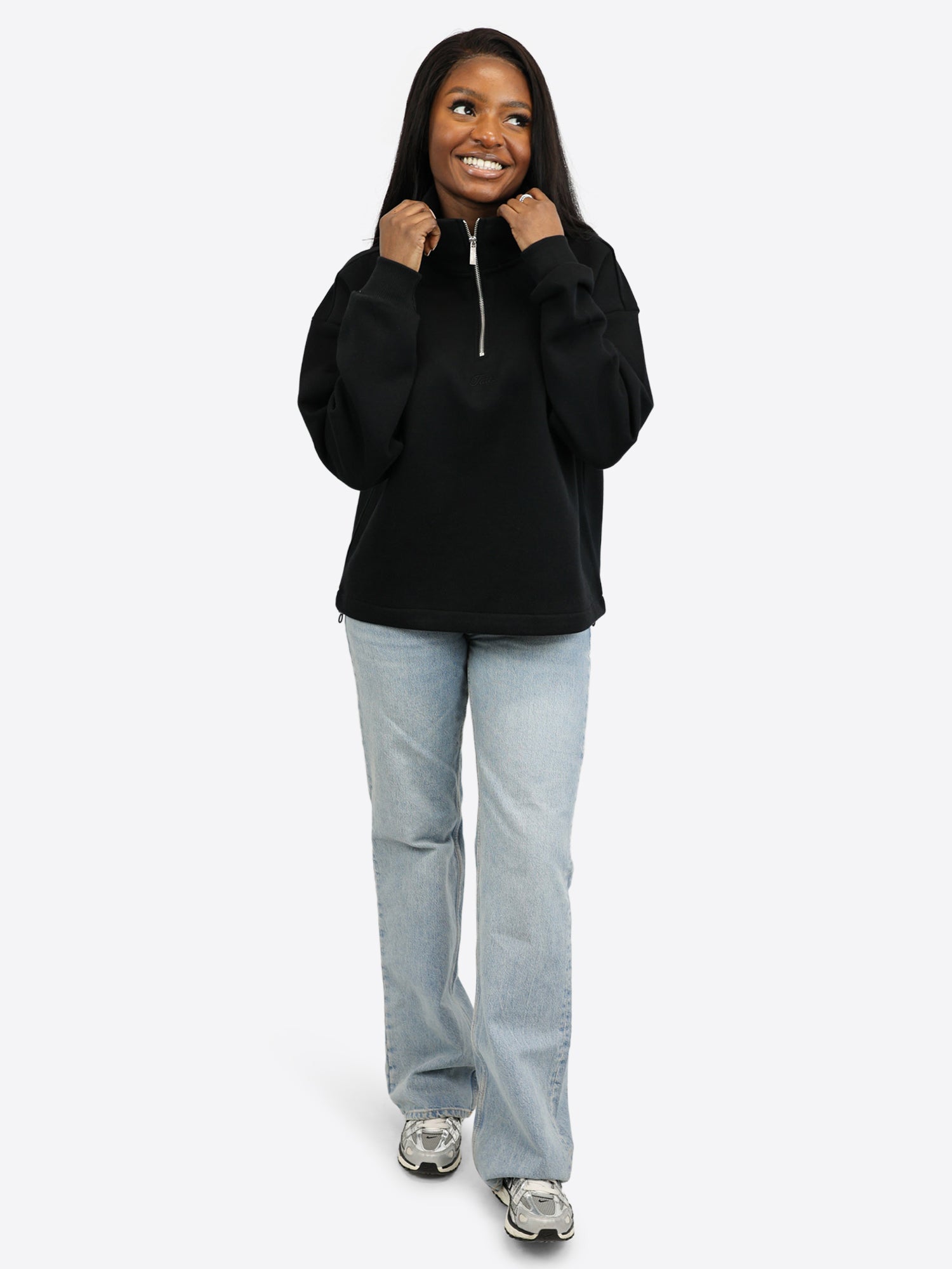 Verstellbarer Half Zip Sweater – Schwarz