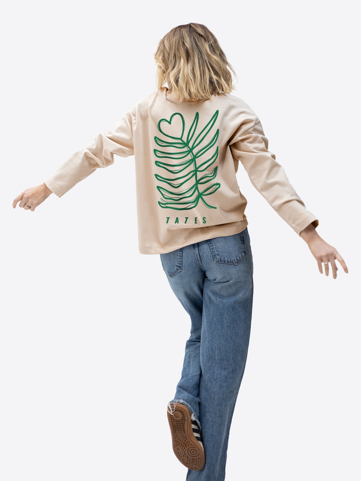 Longsleeve (Oversized) "Heart flower" – Beige