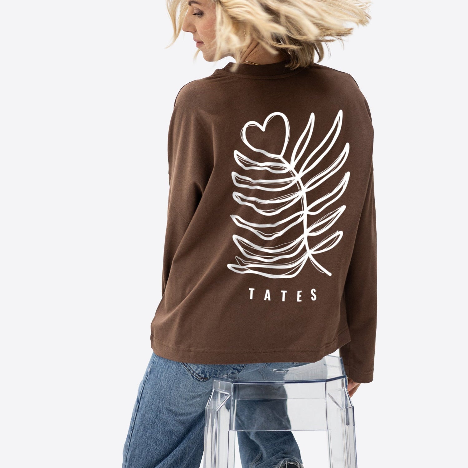 Longsleeve (Oversized) "Heart flower" – Chocolate