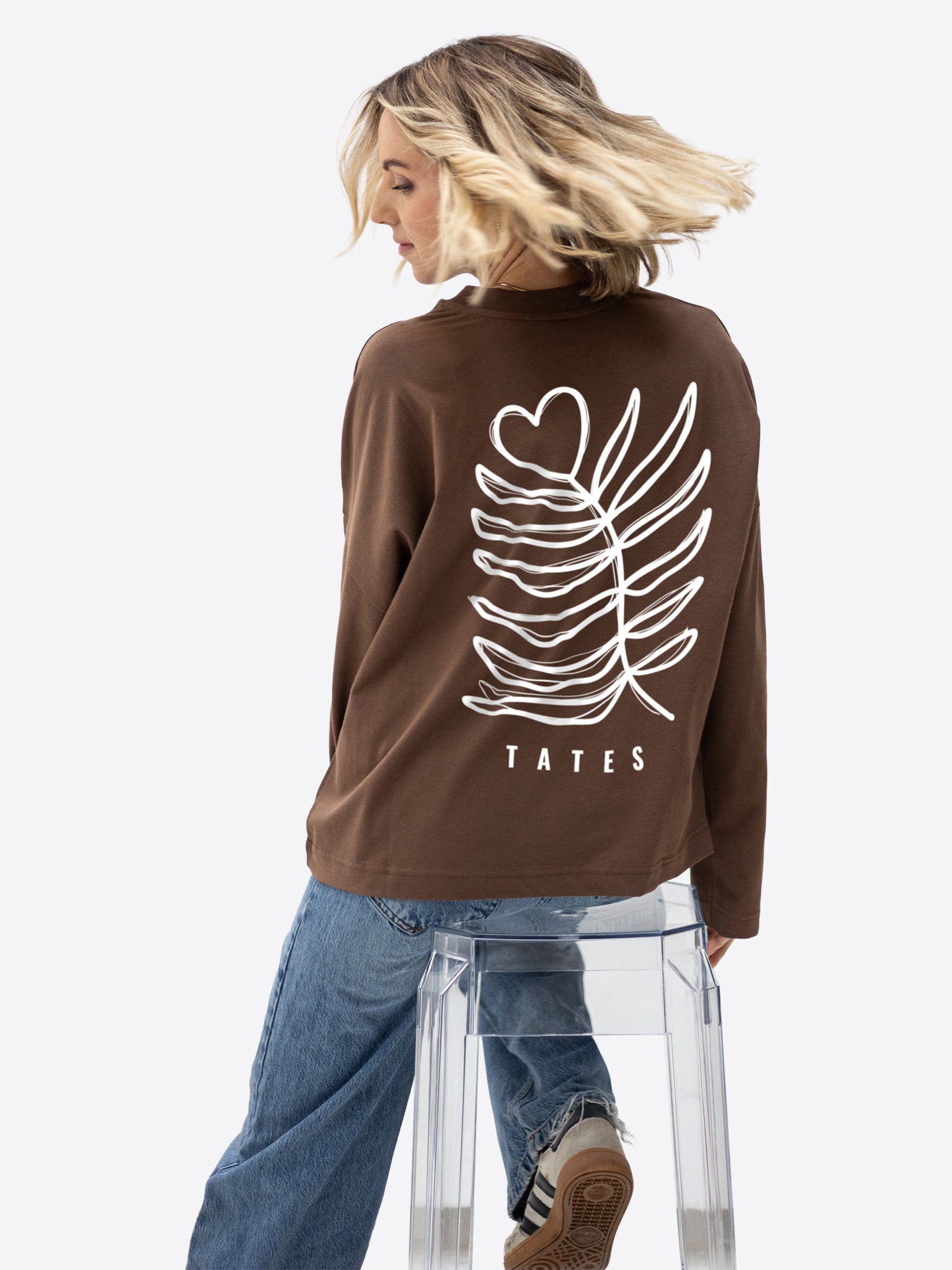 Longsleeve (Oversized) "Heart flower" – Chocolate
