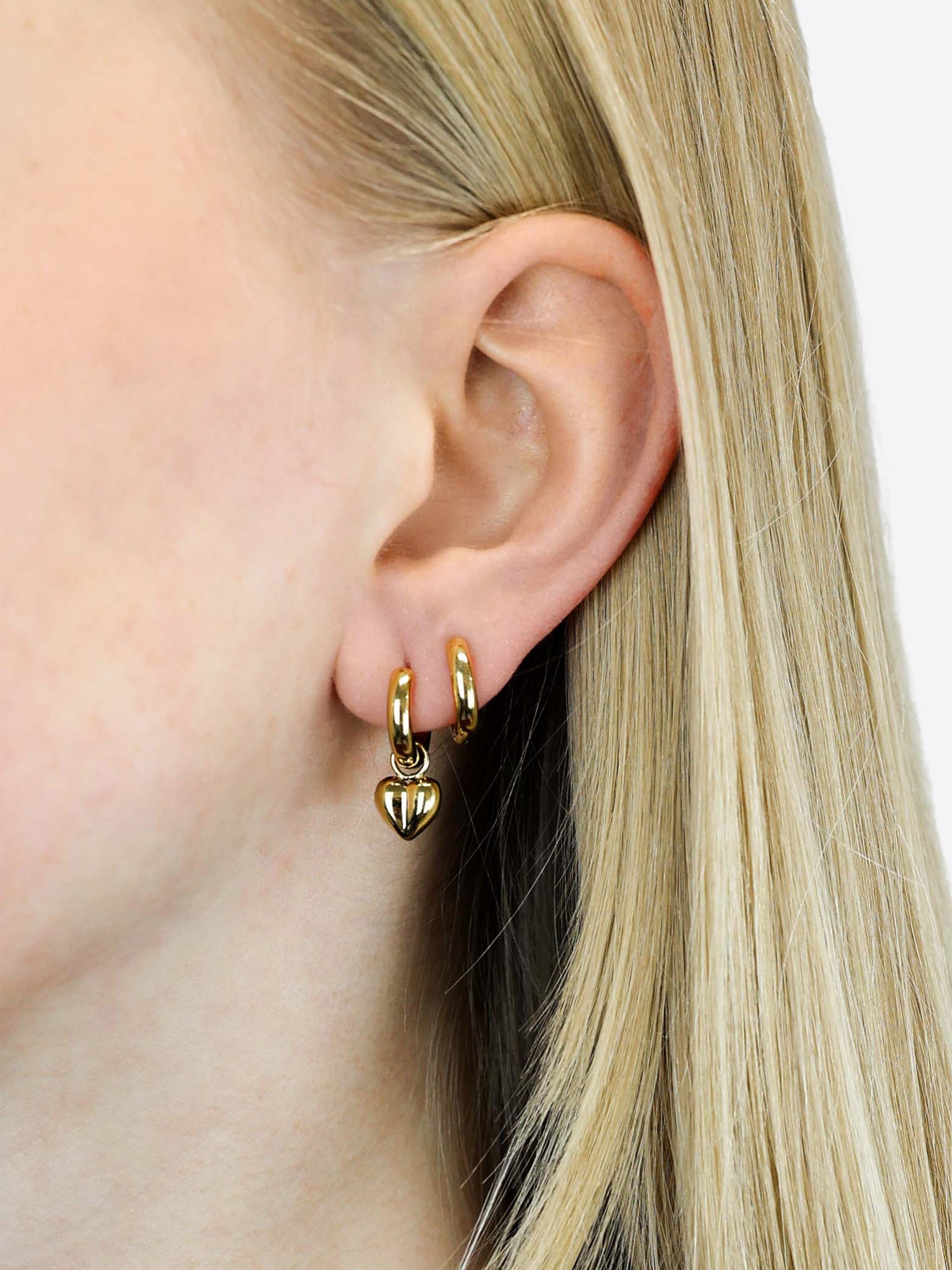 2 in 1 Herz Charm Ohrringe