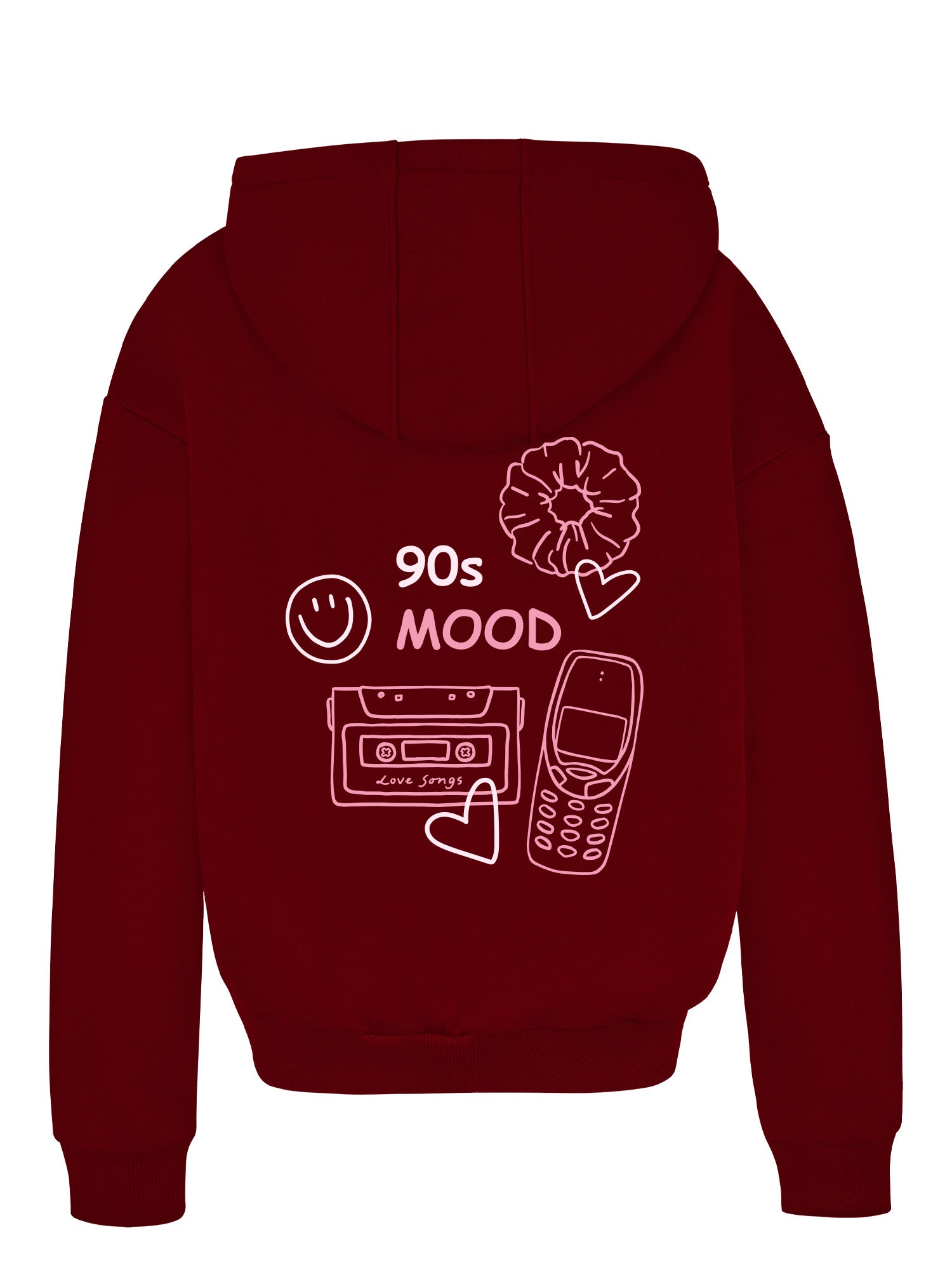 Regular Waistband Hoodie "90's Mood" - Cranberry