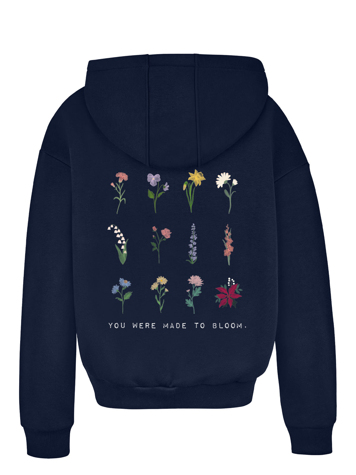 Regular Waistband Hoodie "Birthflowers" - Midnight Blue