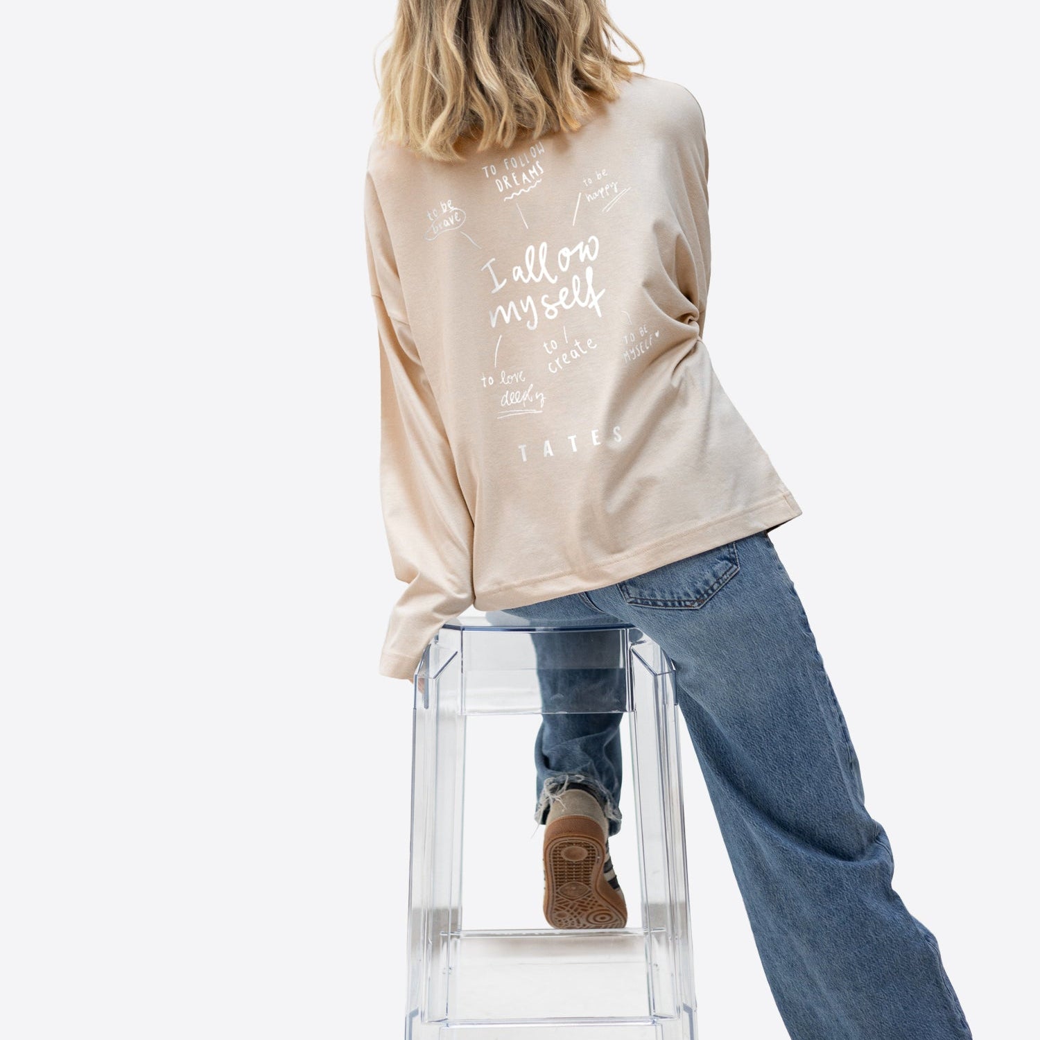 Longsleeve (Oversized) "I allow myself" – Beige