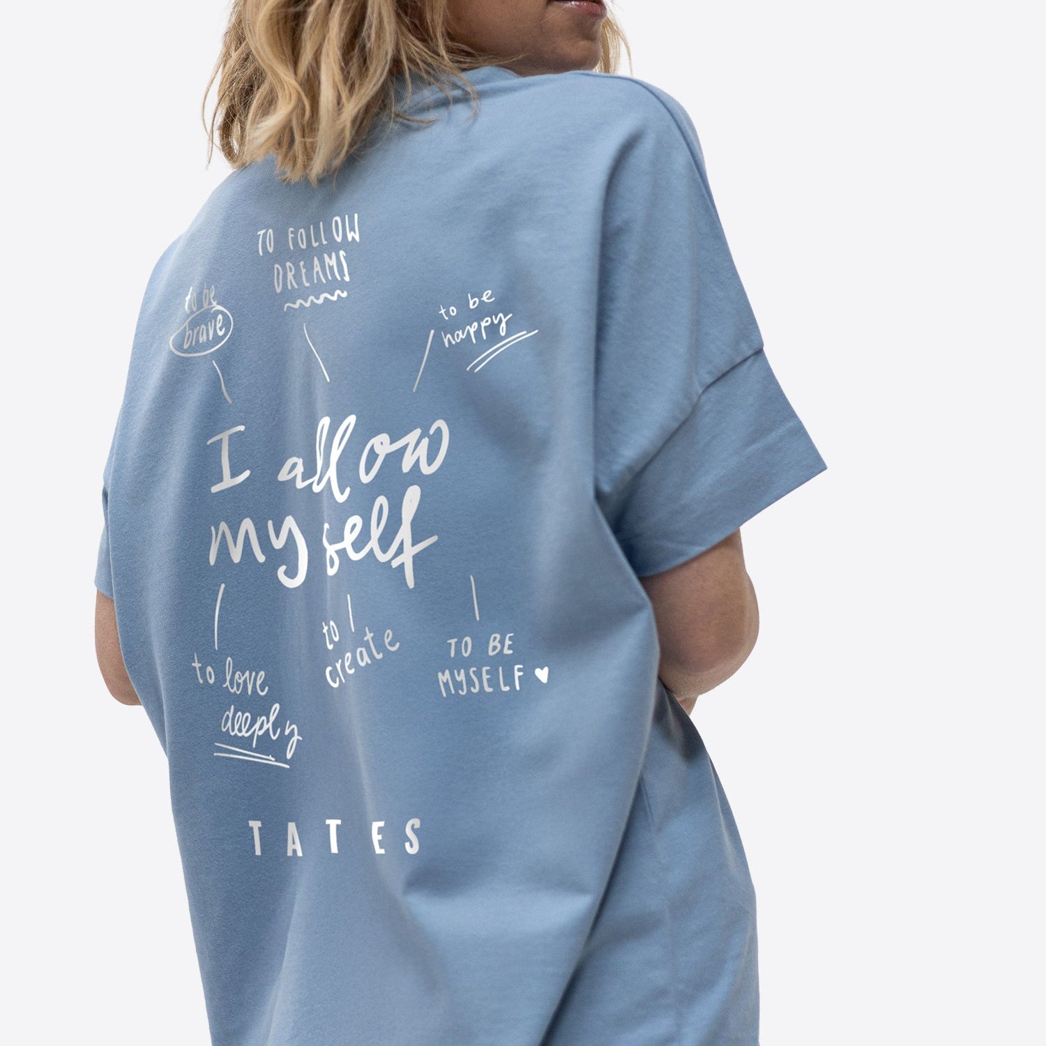 Soft Touch T-Shirt "I allow myself" – Dusty Blue