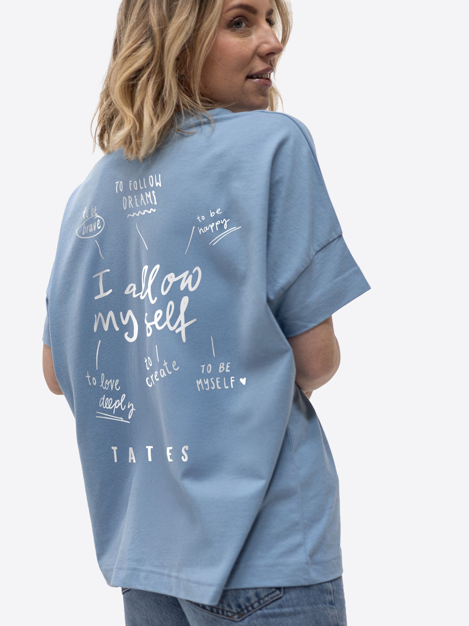 Soft Touch T-Shirt "I allow myself" – Dusty Blue