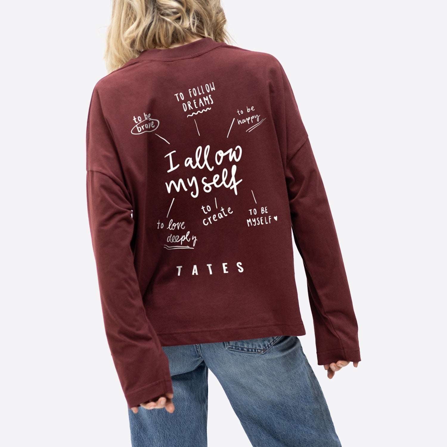 Longsleeve (Oversized) "I allow myself" – Bordeaux