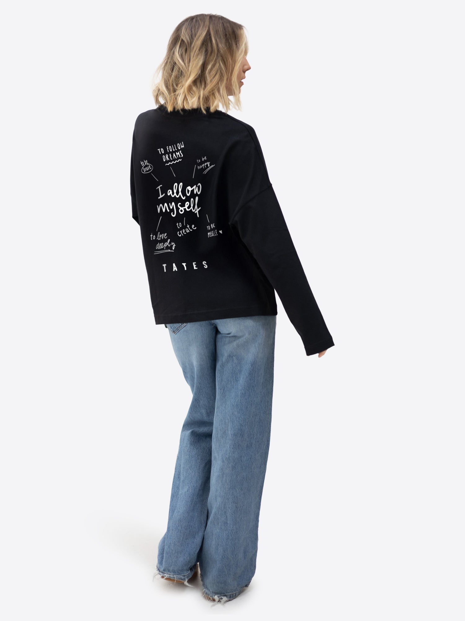 Longsleeve (Oversized) "I allow myself" – Schwarz