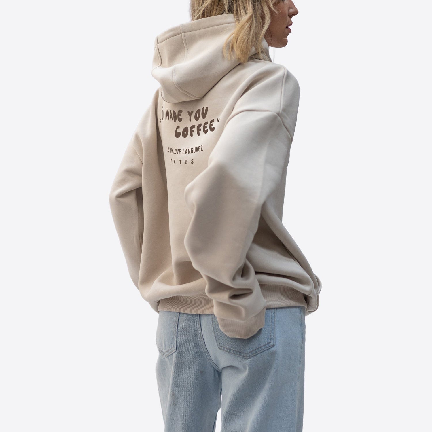 Original Regular Waistband Hoodie "I made you coffee" – Beige