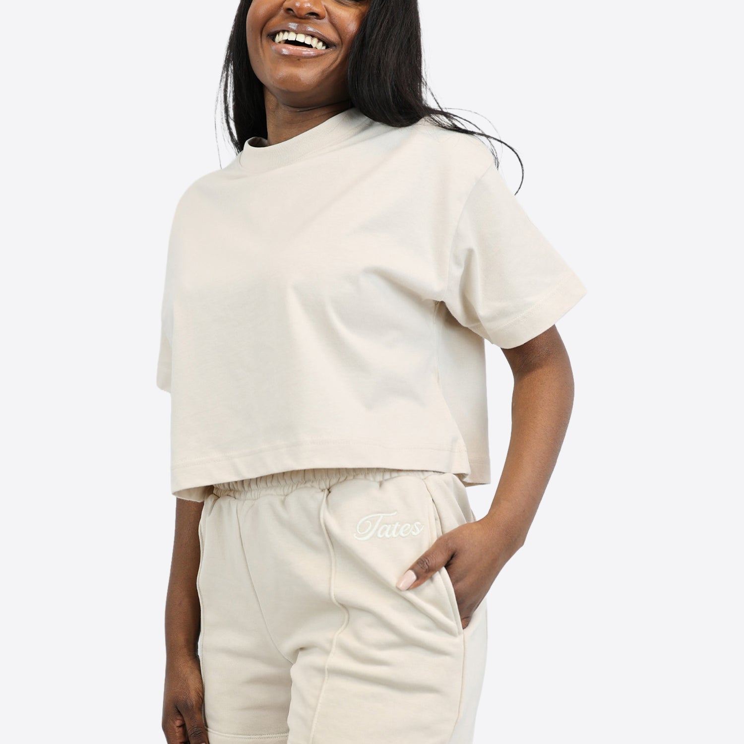 Light Jogginghose kurz mit Biese – Beige