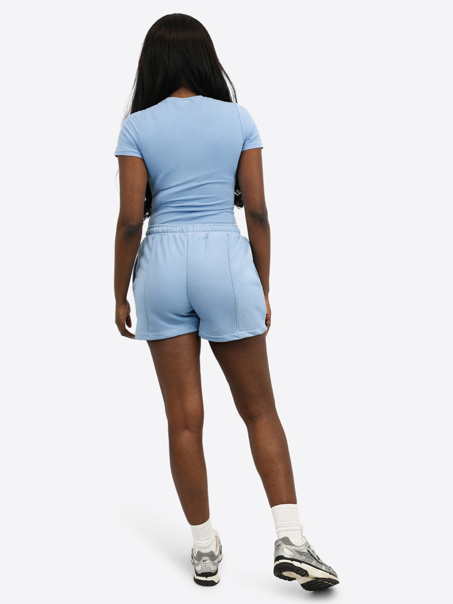 Light Jogginghose kurz mit Biese – Dusty Blue