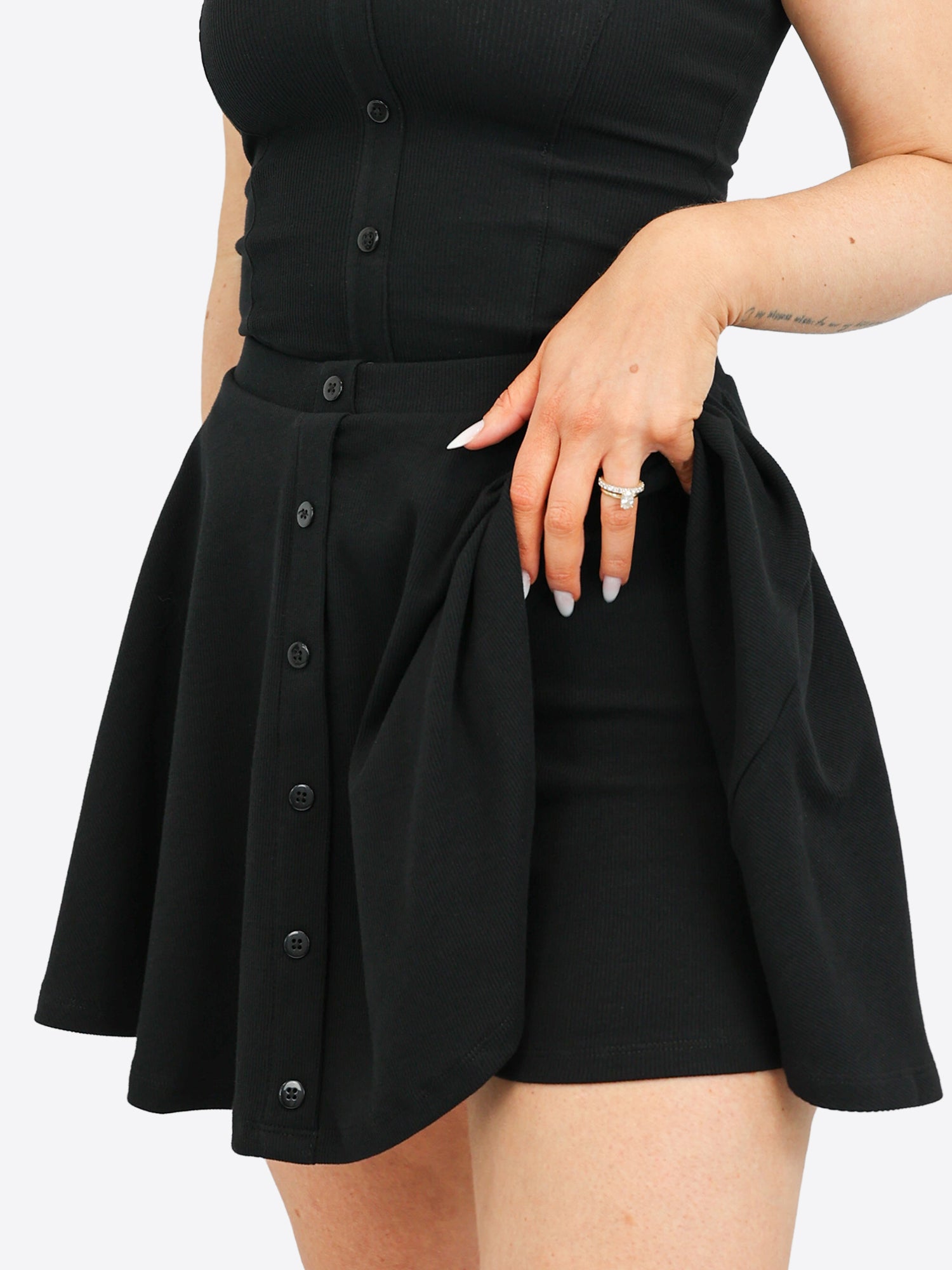 Mini Rib Skort mit Knopfleiste