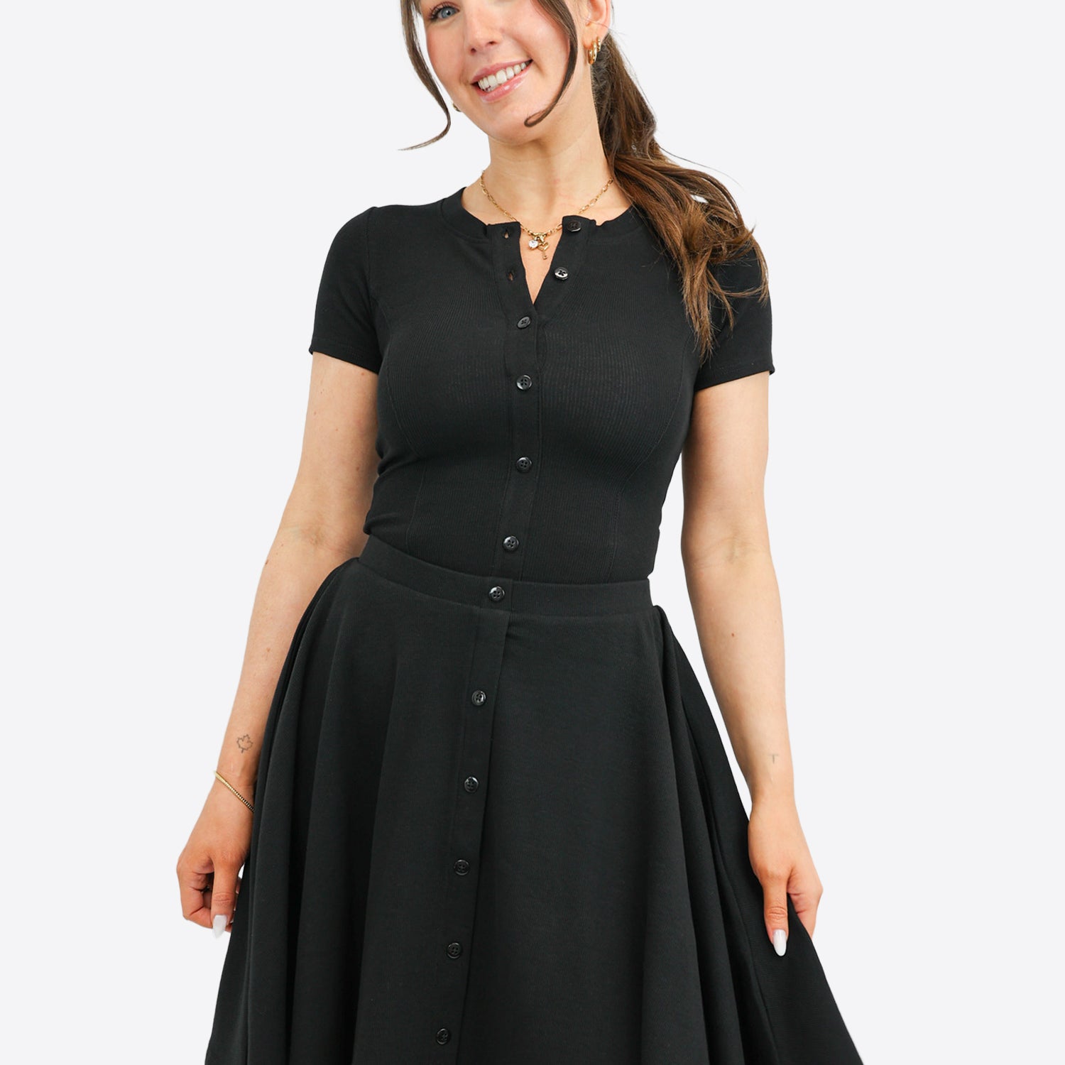 Classic Rib Skort mit Knopfleiste