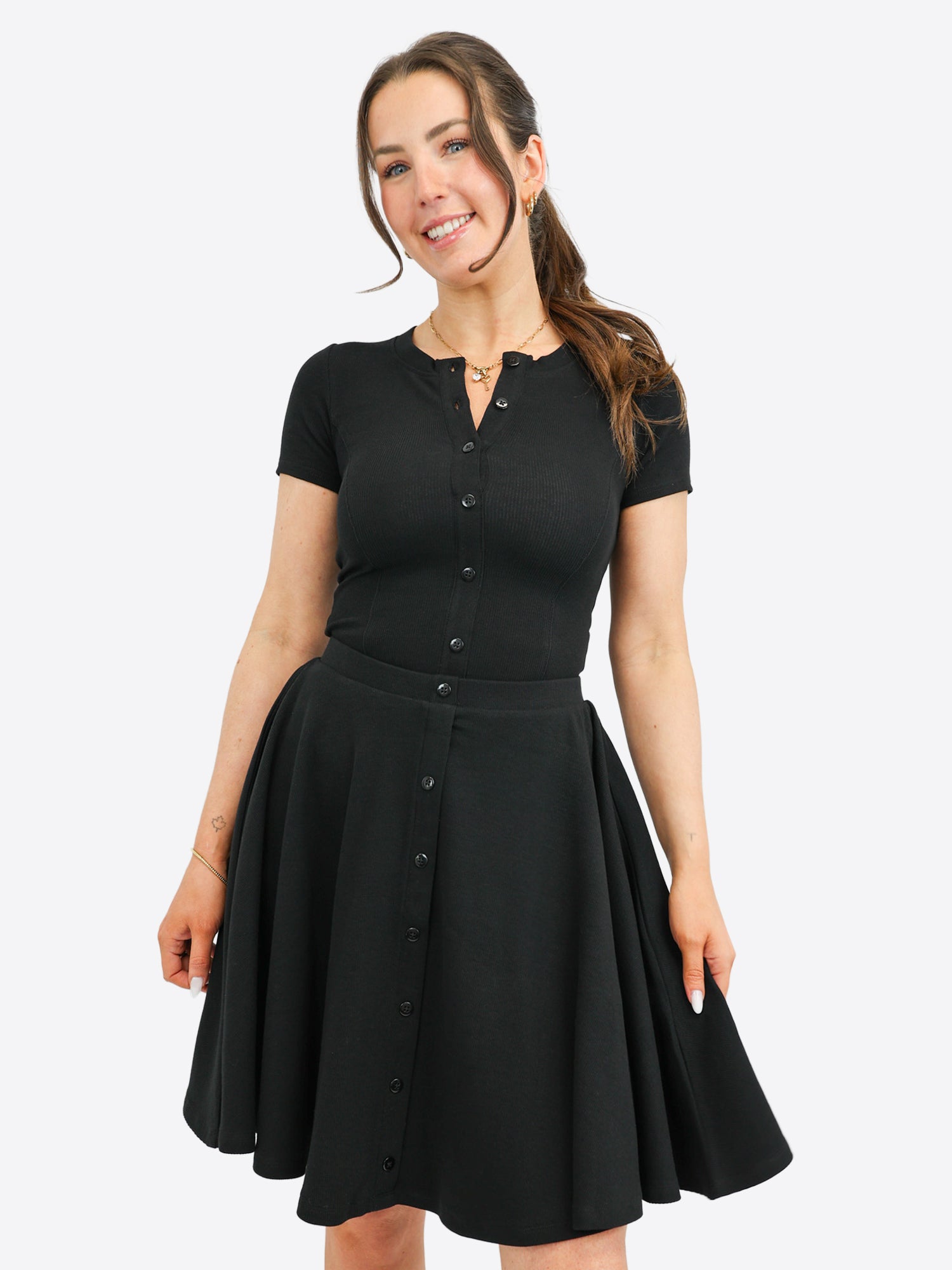 Classic Rib Skort mit Knopfleiste